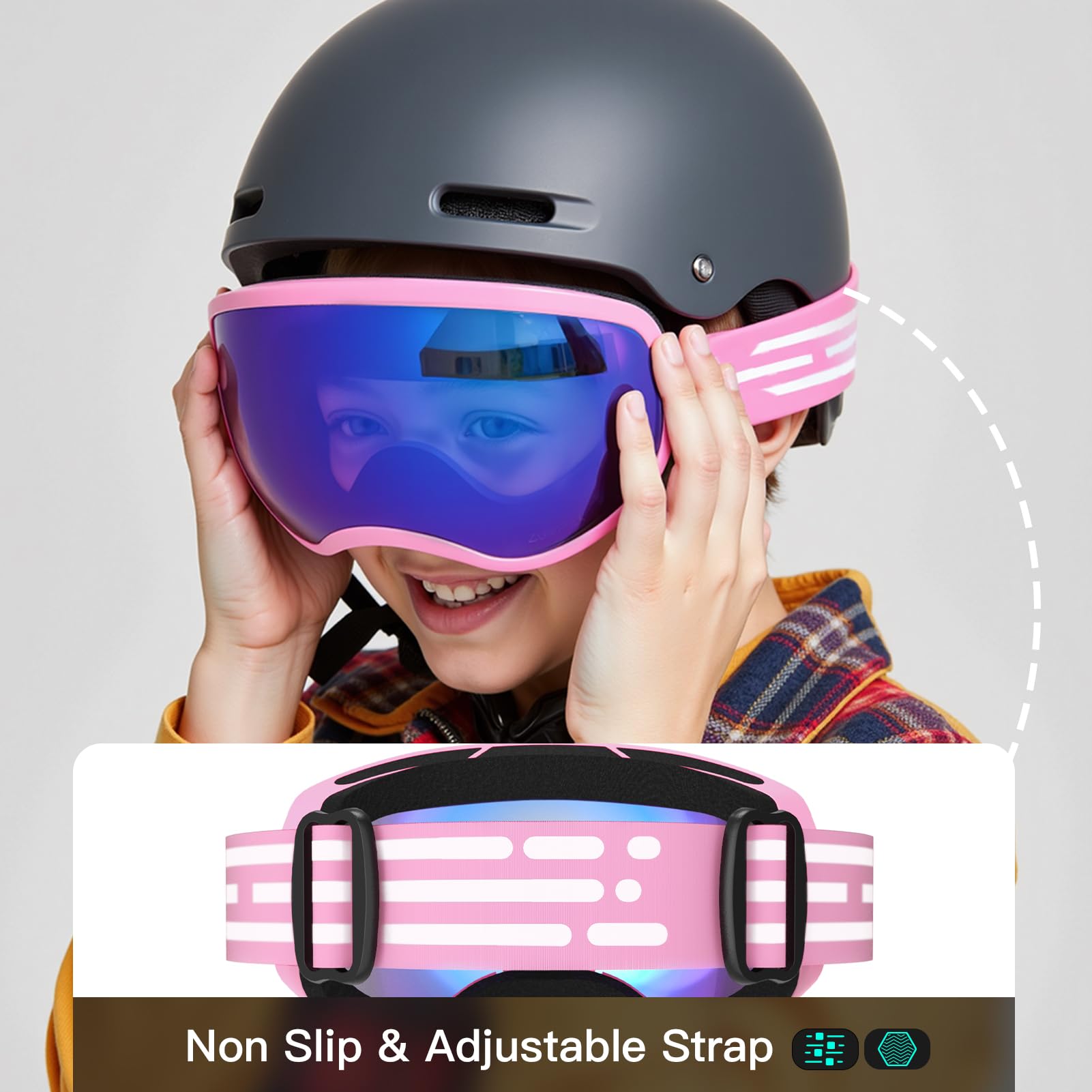Lunettes de ski pour enfants, adolescents, garçons et filles de 5 à 14 ans
