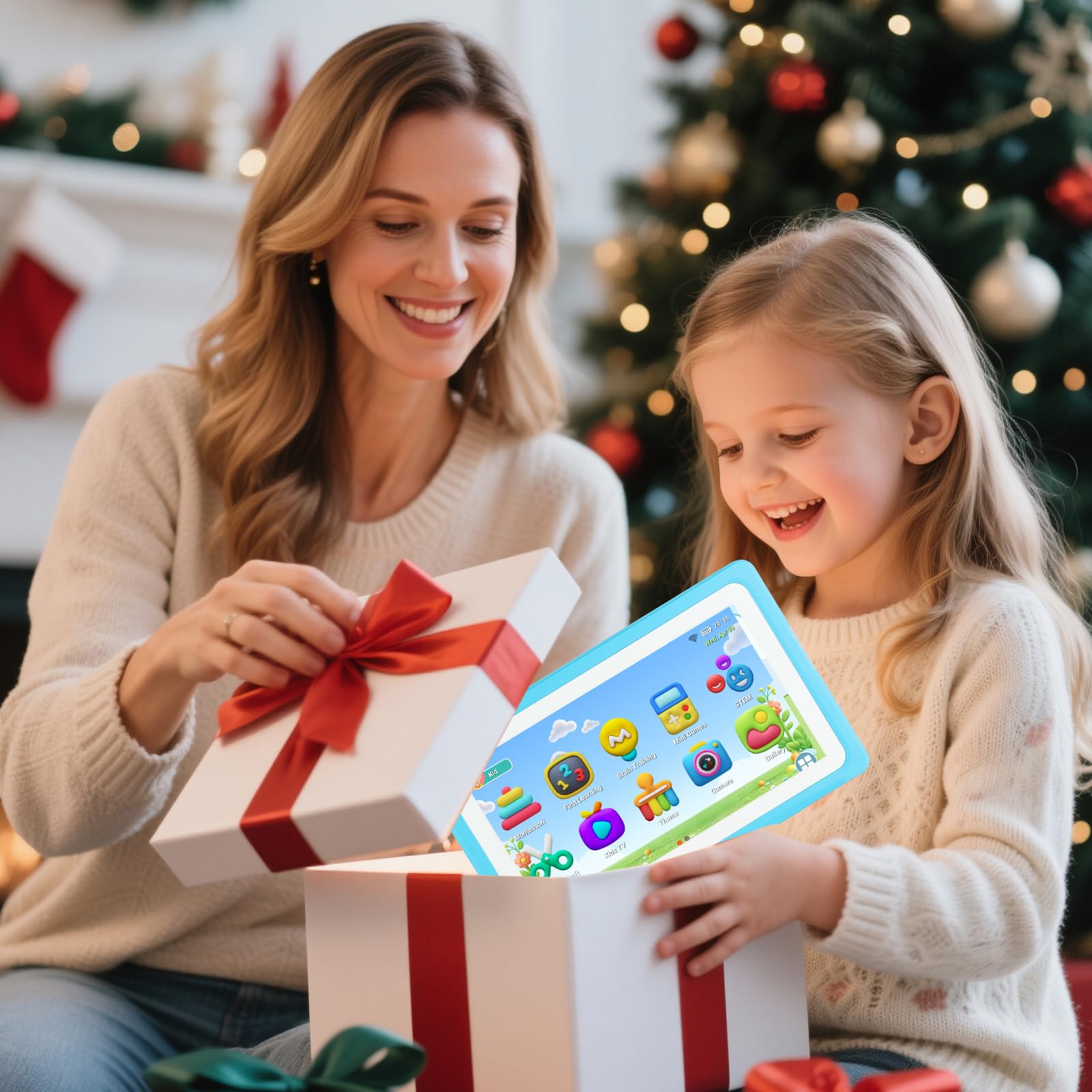 Tablet per bambini da 7 '' 32 GB, tablet per bambini 3-7 con WiFi YouTube Tonnellate di contenuti offline Controllo genitori, tablet Android per bambini con supporto per custodia ispessita Software