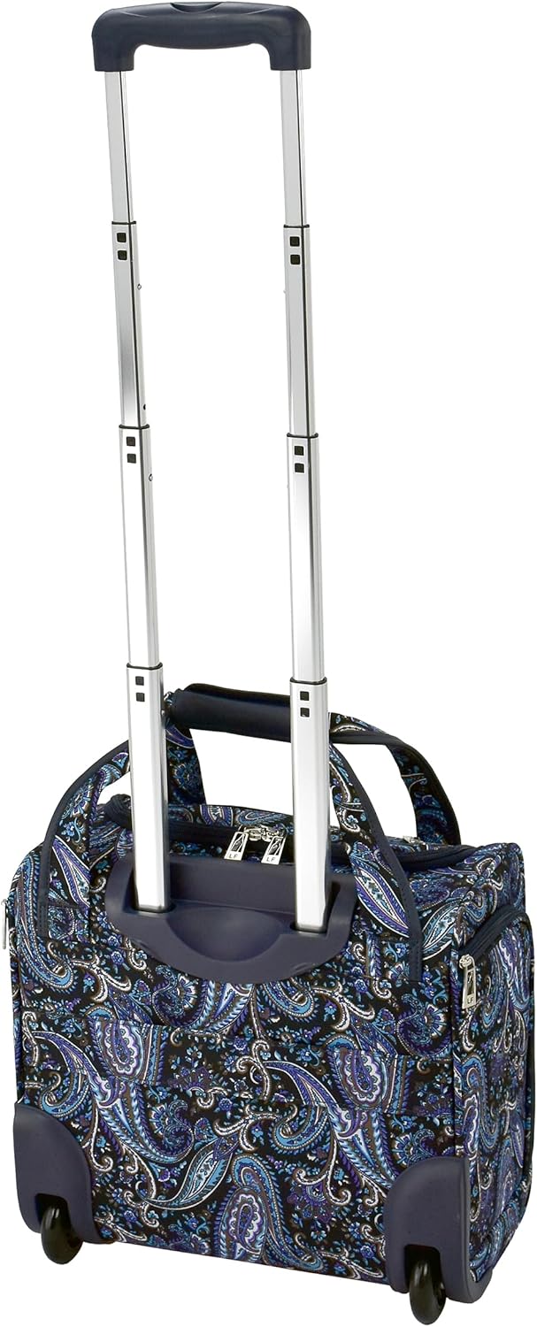 London Fog Mayfair 15 Inch under the Seat Bag, Navy White Paisley