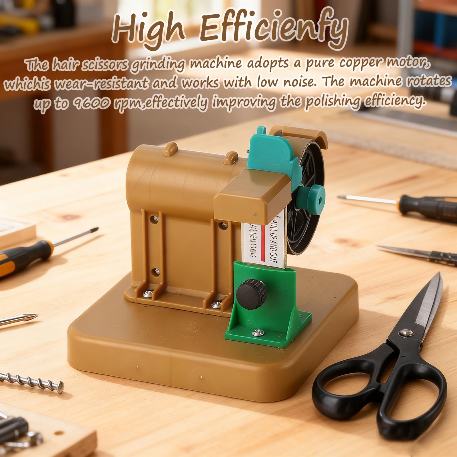 Affilatrice Elettrica per Forbici 48W, Macchina Professionale per l’Affilatura delle Forbici con 12 Anelli Abrasivi, Strumento di Affilatura Multifunzione 9600rpm per Uso Industriale, T Hair scissors