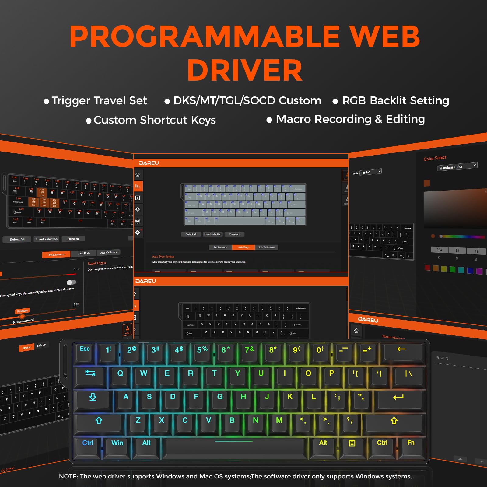 DAREU EK60 HE 8K Hz Rapid Trigger Gaming Keyboard, 60% tastiera magnetica cablata con cinturino decorativo rimovibile, Hot-swap,0,01 mm di precisione RT, interruttori ad effetto Hall, RGB, per PC/Mac | Tastiera magnetica con striscia decorativa rimovibile