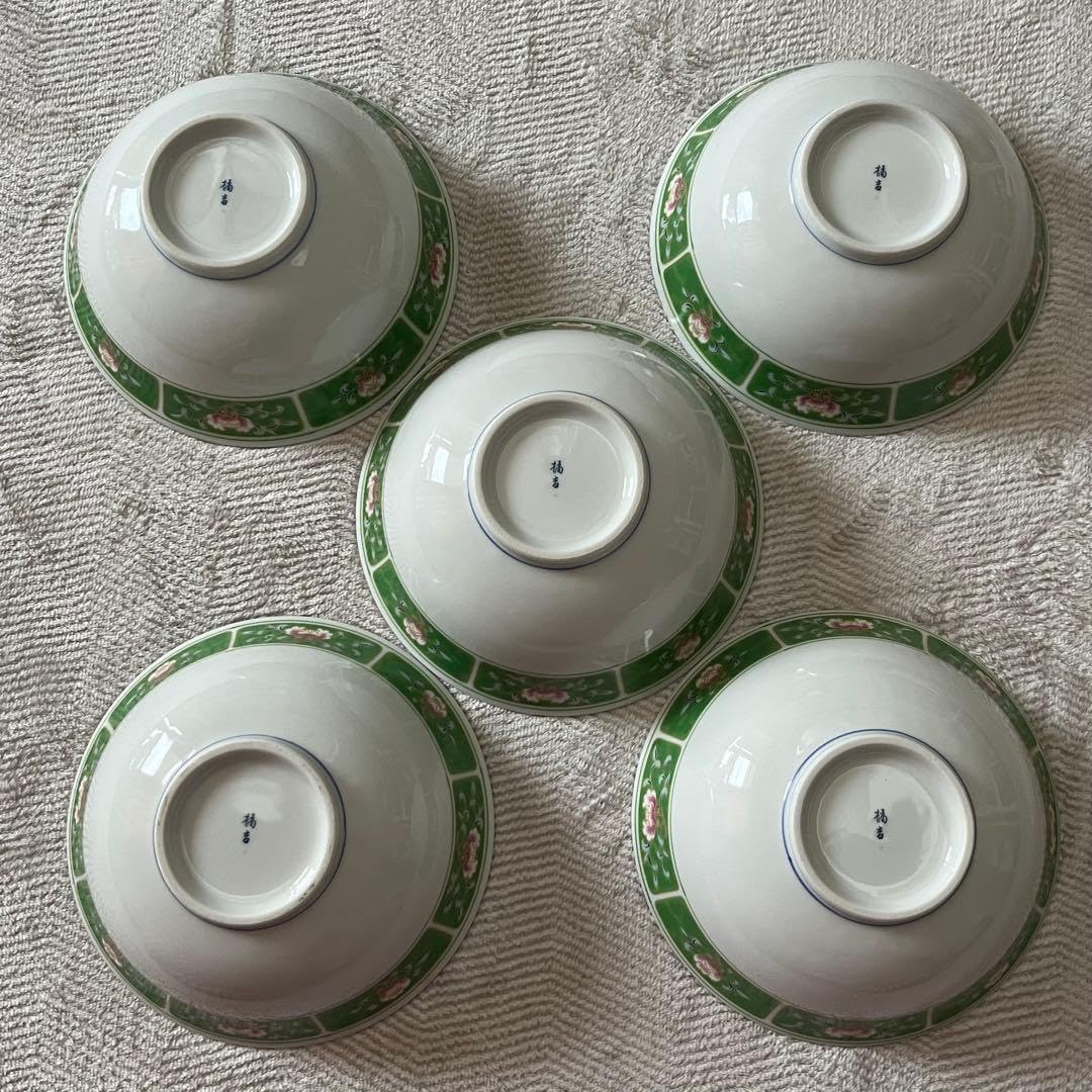 たち吉 中華草花柄セット (ラーメン鉢大皿中皿小皿レンゲ)