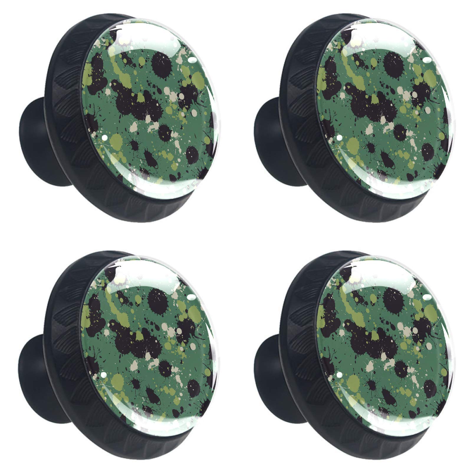 Poignées de tiroir en verre de cristal boutons de meuble vert foncé et gris