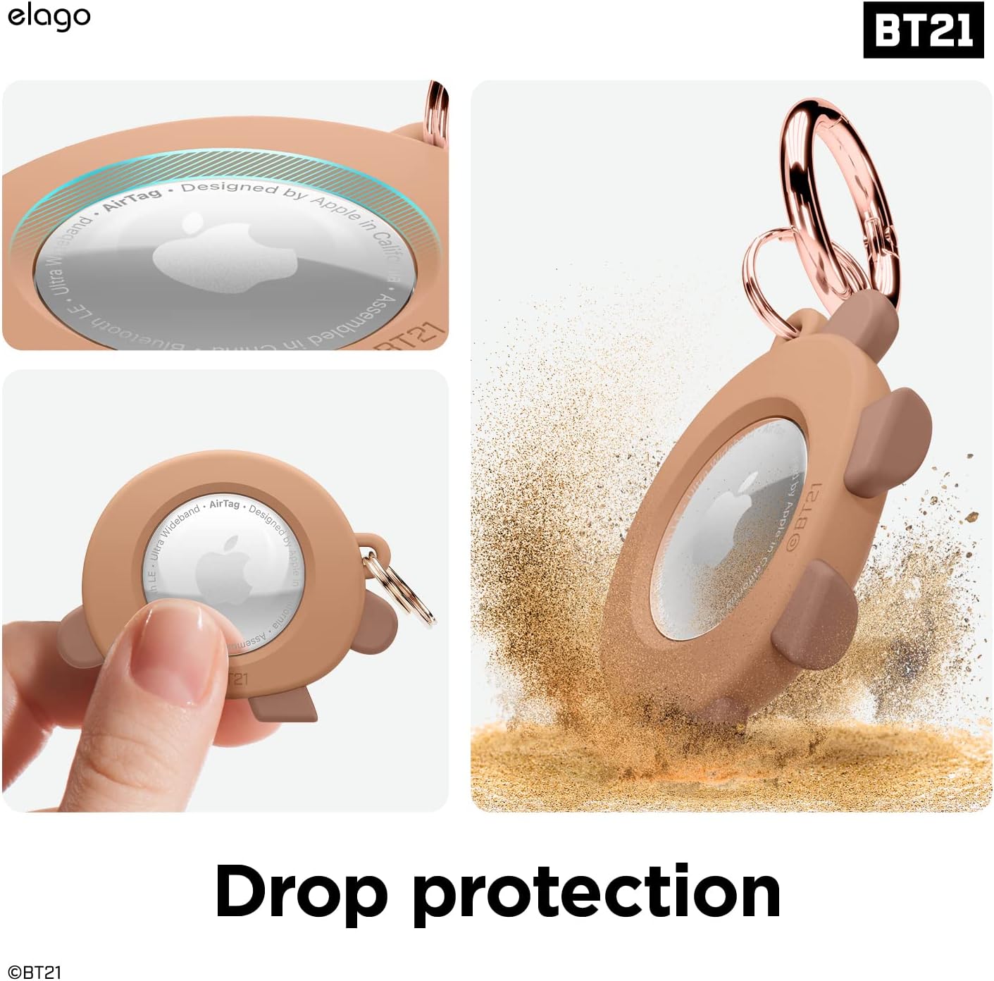 elago BT21 Silicone Case Compatible with AirTag 2nd Gen (2026) & 1st Gen Case, Track Keys, Backpacks, Purses, Tracking Tag Not Included [SHOOKY] [Official Merchandise]