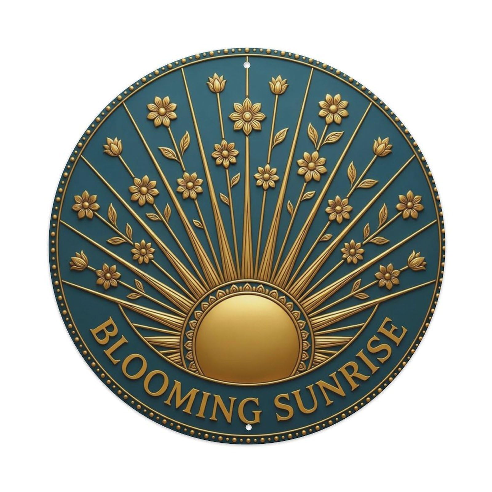 Vintage Blooming Sunrise Flower Zen Yoga Metal Tin Sign