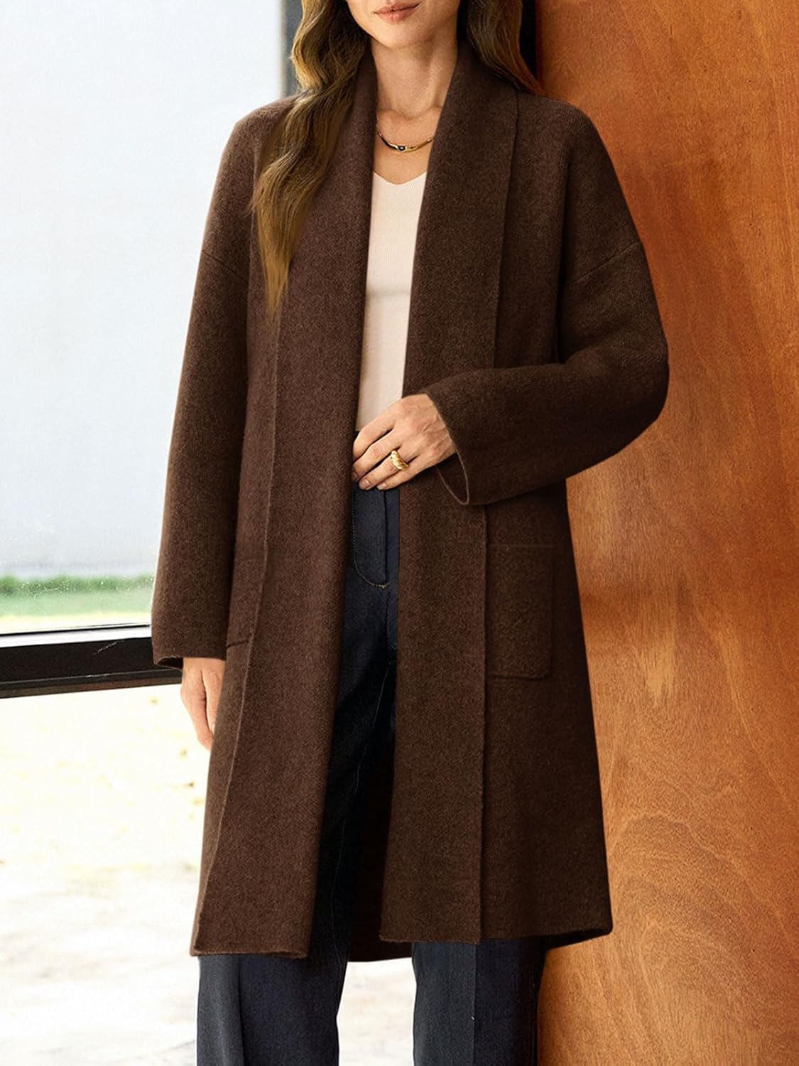 Saodimallsu Womens Long Cardigans Oversized Chunky Knit Coatigan Fall Trendy Open Front Sweater Jackets with Pockets - Image 3