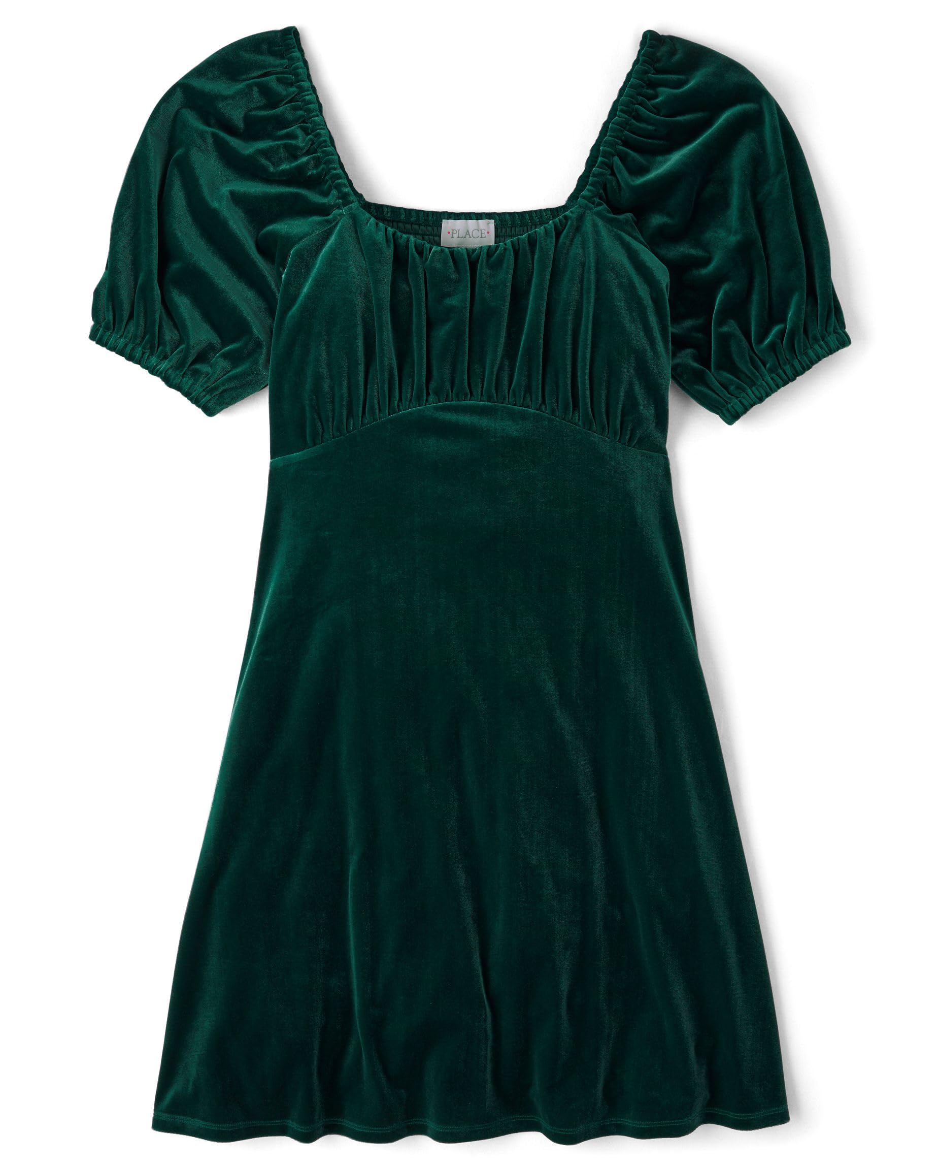 Photo 1 of The Children's Place,Womens,Short Sleeve Holiday Dress,Balt Green Velour,Medium