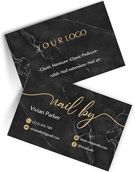 Custom Business Cards with Name for Manicurists, Nail Technicians, Makeup Artists Front & Back Design for Beauty Salons