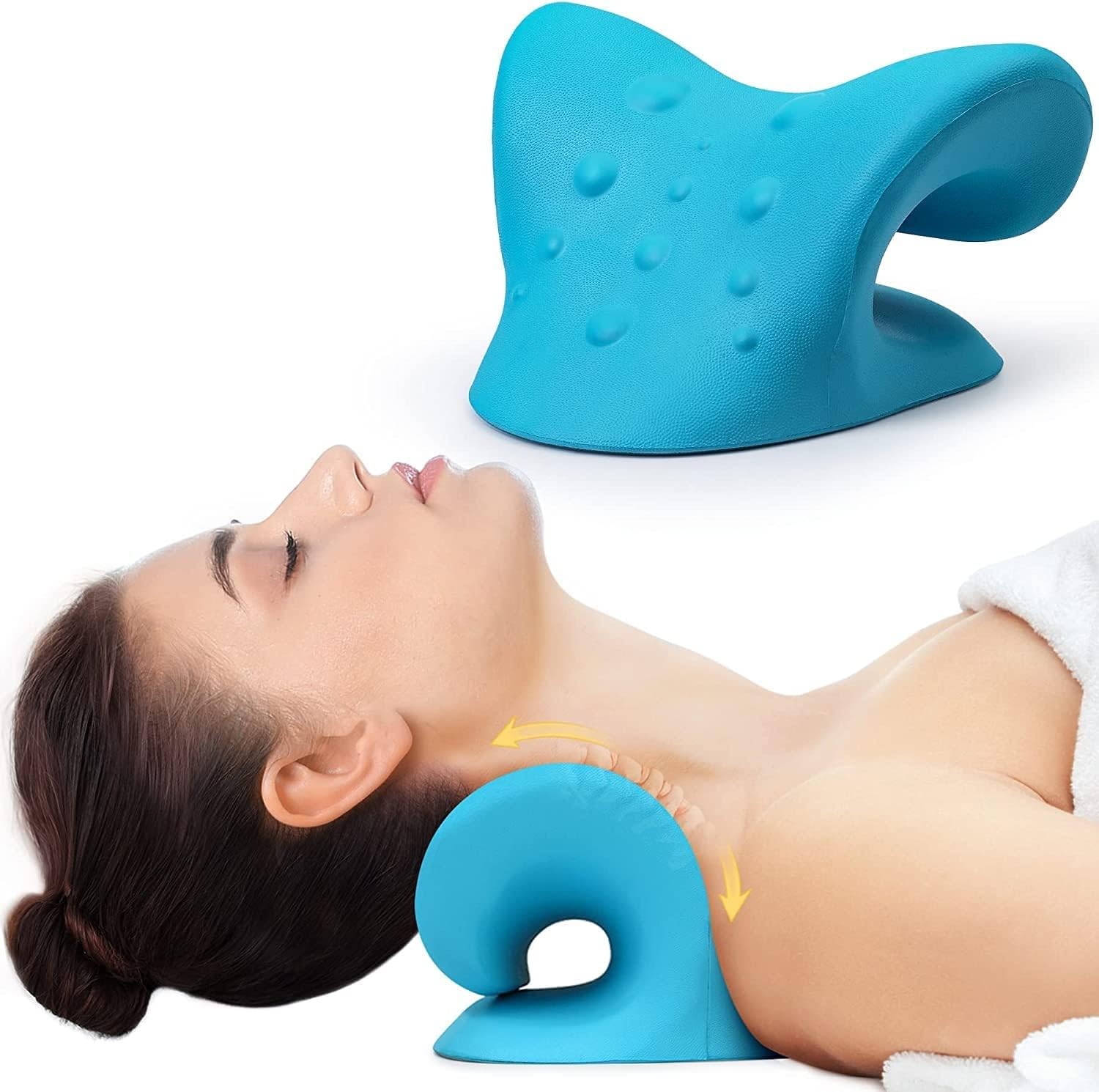 LRK Neck & Shoulder Relaxer Neck Pillow Neck Stretcher Orthopedic Pillow Neck Pain Relief Chiropractic Pillow Ergonomic Traction Neck Support Pillow for NeckPain Relief, Silicone, Multicolor-picture-40