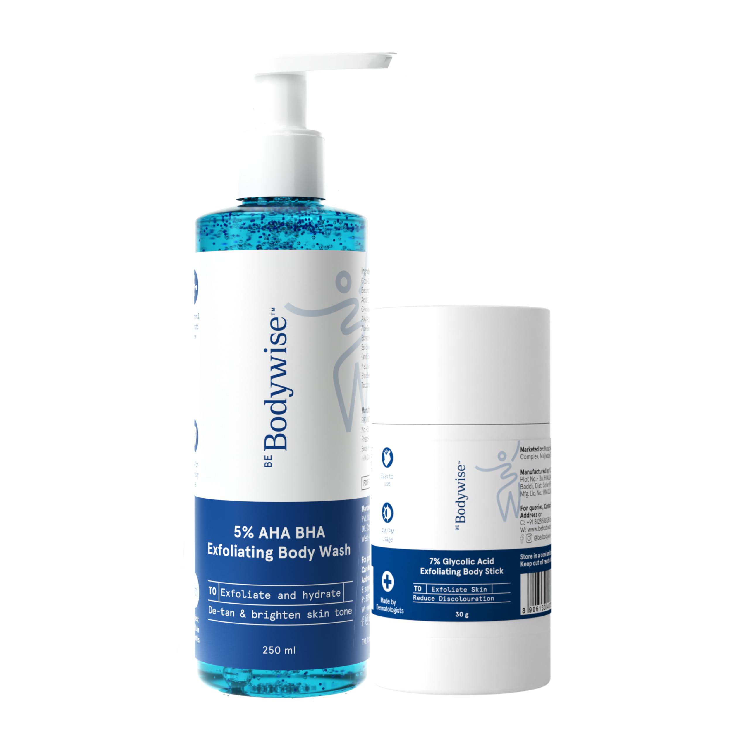 Be Bodywise 5% AHA BHA Exfoliating Body Wash(250ml) & 7% Glycolic Acid Exfoliating Body Stick(30g) | Reduces Body Acne, Strawberry Skin & De-Tans | Lactic Acid, Glycolic Acid & Shea Butter, Non-greasy-image-25