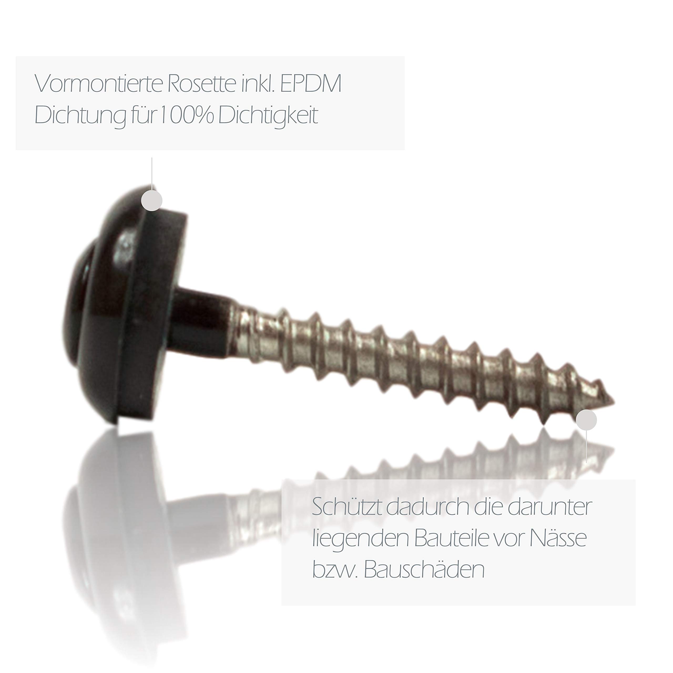 Spenlgerschrauben RAL 8019 Testa di Moro/dunkelbraun 4,5x35 mm á 200 Stück/Packung 2-tlg. mit EPDM Dichtscheibe & TX20 Antrieb, Torx Spengler Schrauben selbstdichtend mit Linsenkopf