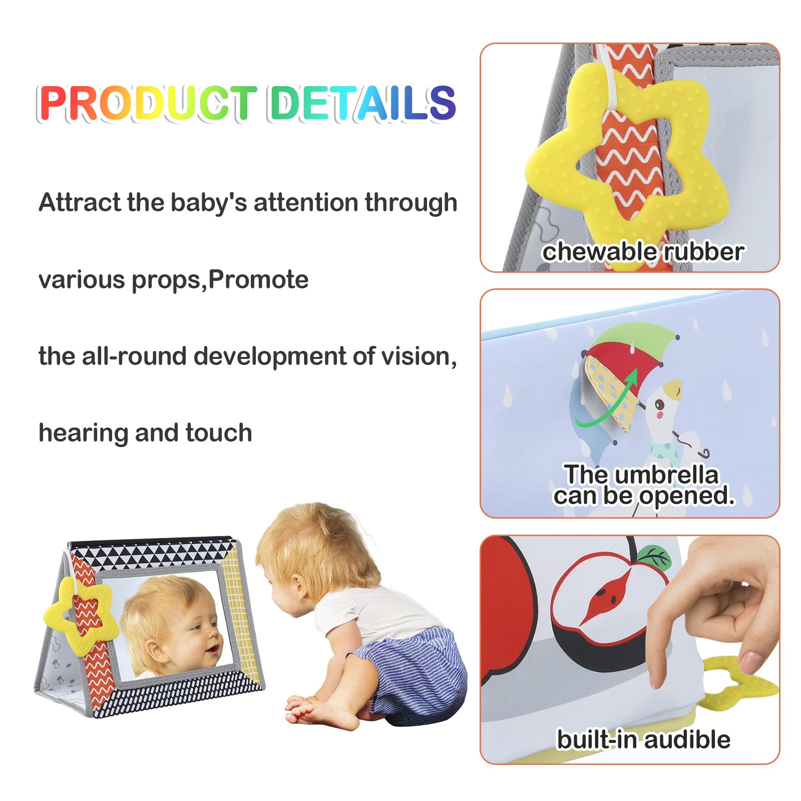 Miroir D'Éveil Bébé ALFFREUDE - Jouet Montessori 0-12 Mois - Avec Hochet Et Dentier - Cadeau Naissance