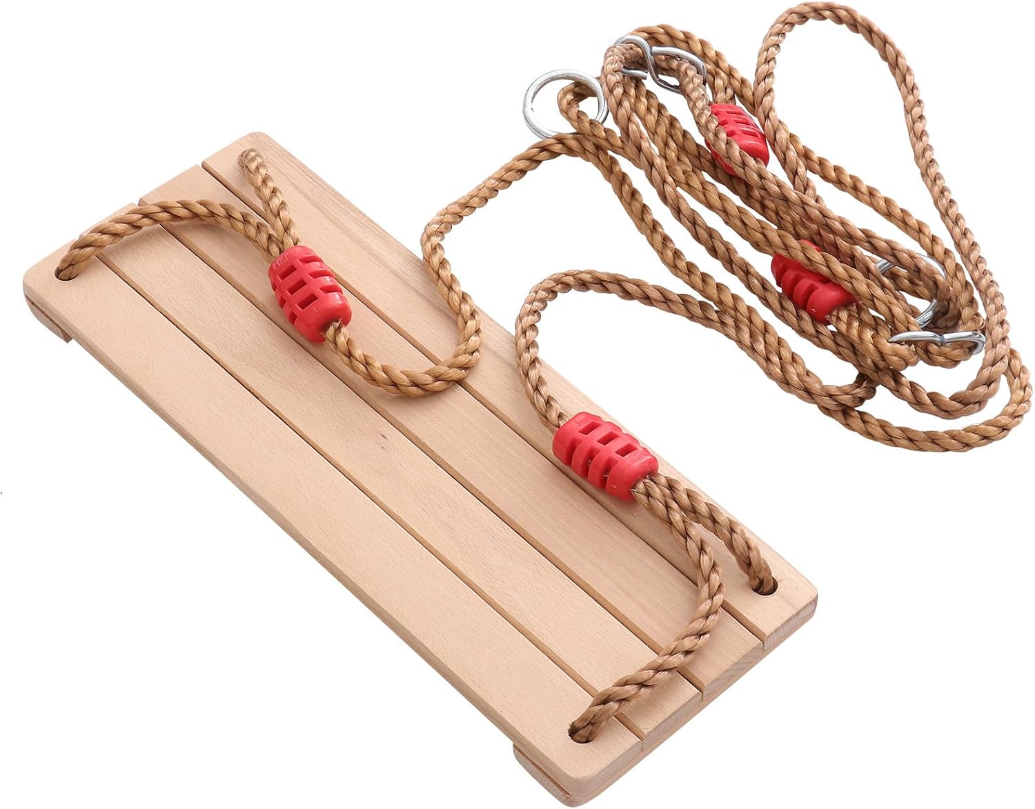 Wooden Four-Board Swing for Indoor Outdoor Play, Sturdy Wooden Plaything Seat Suitable for Boys Backyard Playground Use