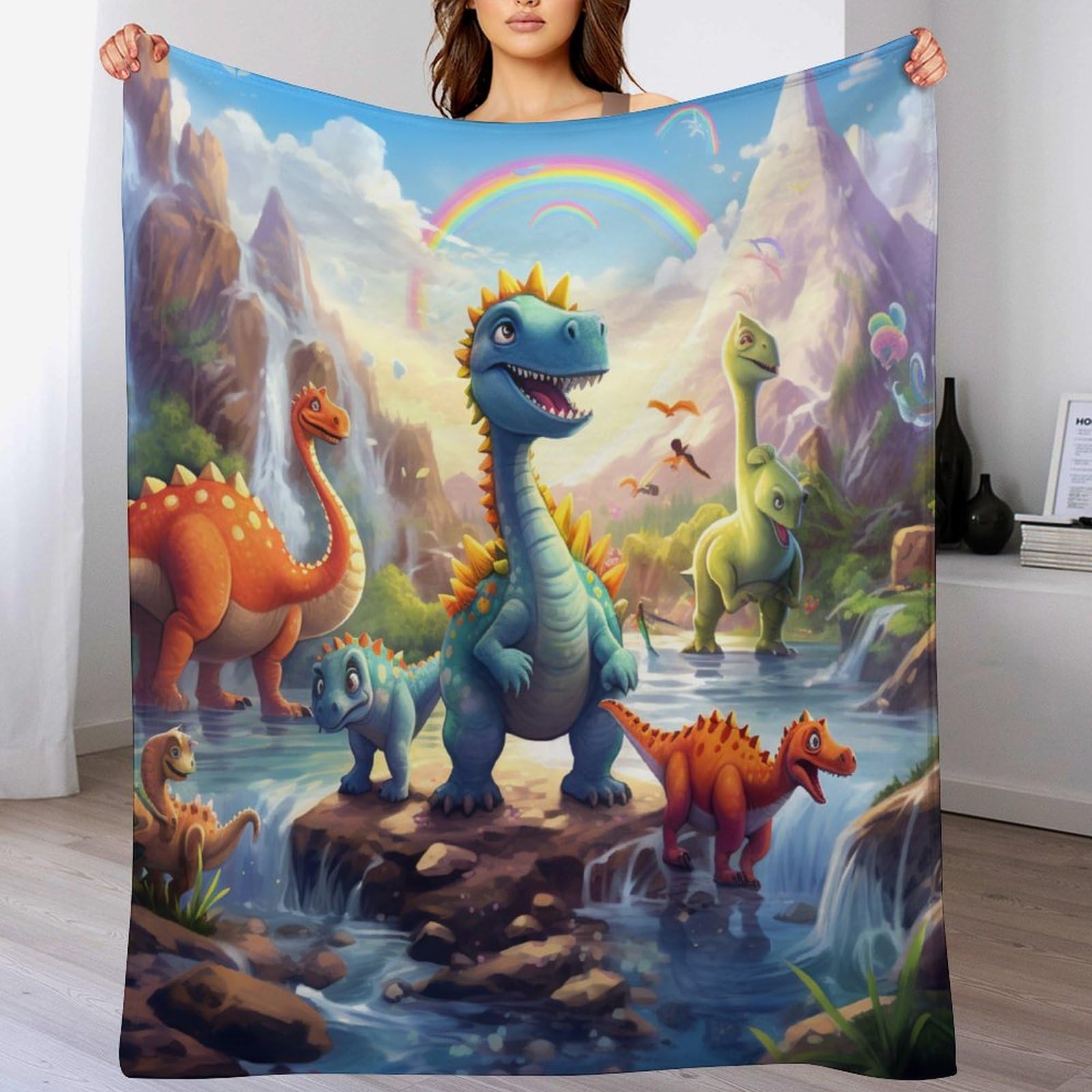 Plaid Polaire Dinosaure pour Canapé et Lit - Couverture Douce en Flanelle 150x200cm