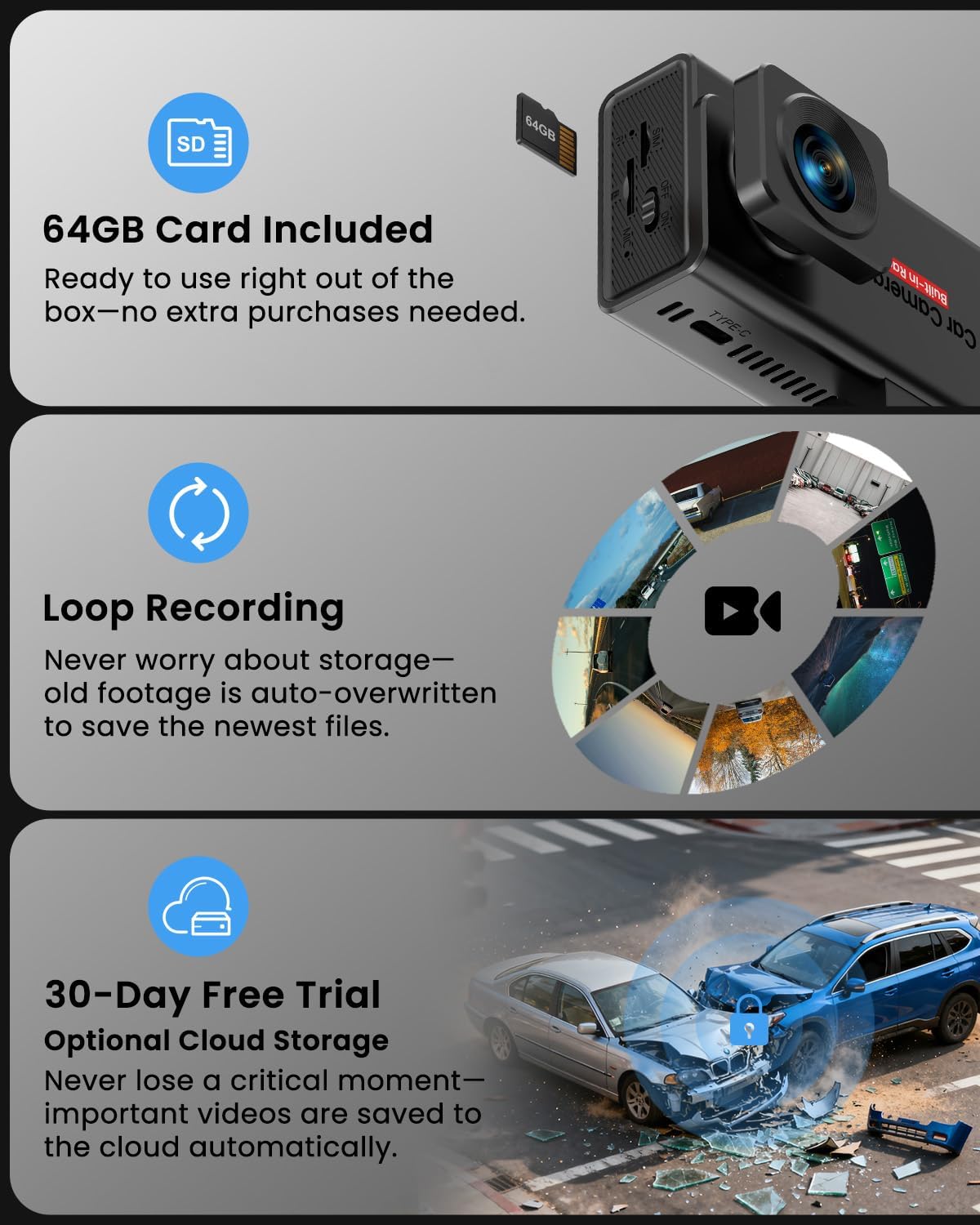 4G LTE Dash Cam with SIM Card, Live Streaming Car Security Camera Front & Cabin, 24/7 Parking Mode, AI Motion Alerts, Remote Viewing & 2-Way Talk, SD/Cloud, Anti-Theft Surveillance for Fleet & Family