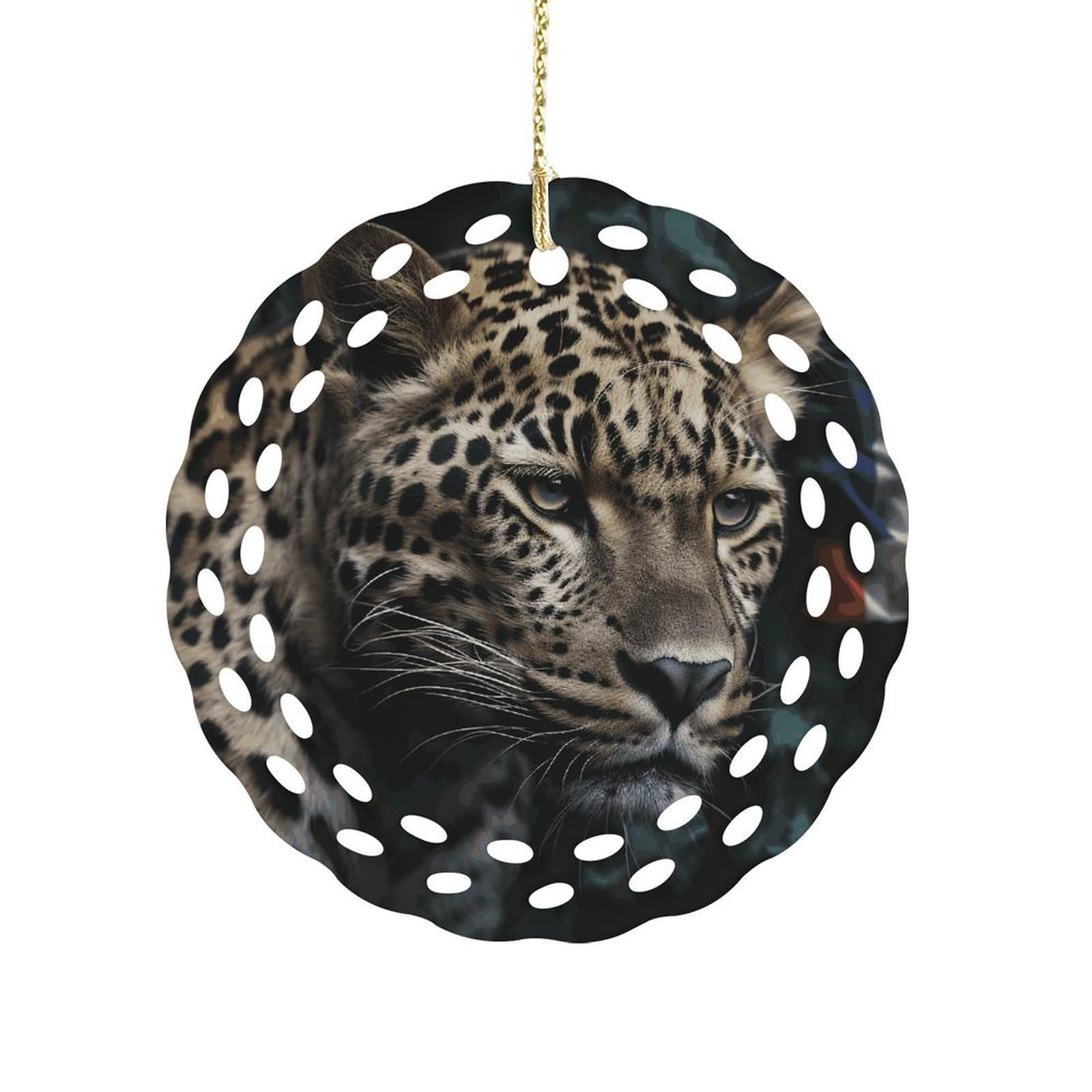 Fodpand Women's Style Flag With Leopard Ceramic Ornament For Home Decor 3.2" Round Tree Decoration Christmas Ornaments For Men Double-Sided Design