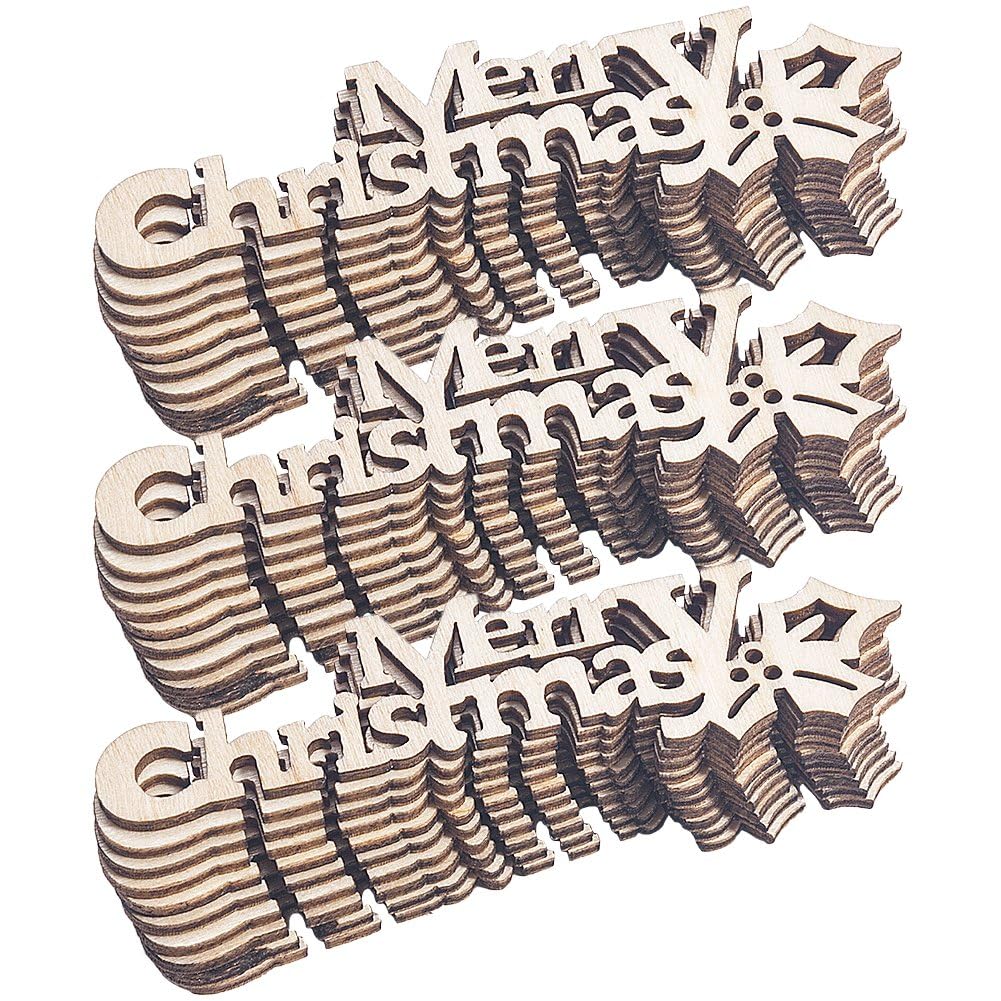 Fituenly As Shown 30Pcs Merry Christmas Wooden Letter Hanging Ornament, Christmas Crafts For Home Xmas New Year Decoration Wood