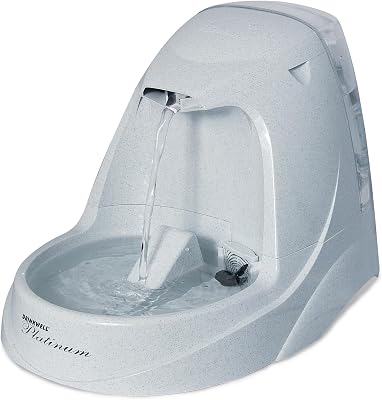 PetSafe Drinkwell Platinum Cat Water Fountain, 168 oz/5L, Grey | Free-Falling Stream Encourages Drinking, Dishwasher Safe, Large Capacity, Includes Replaceable Carbon Filter