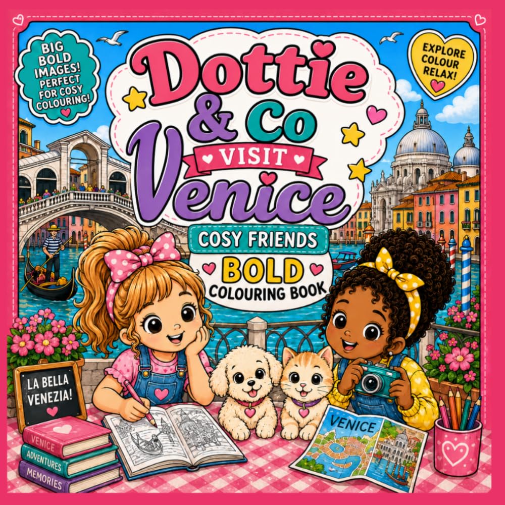 Dottie and friends in Venice. Cosy Bold Colouring Book