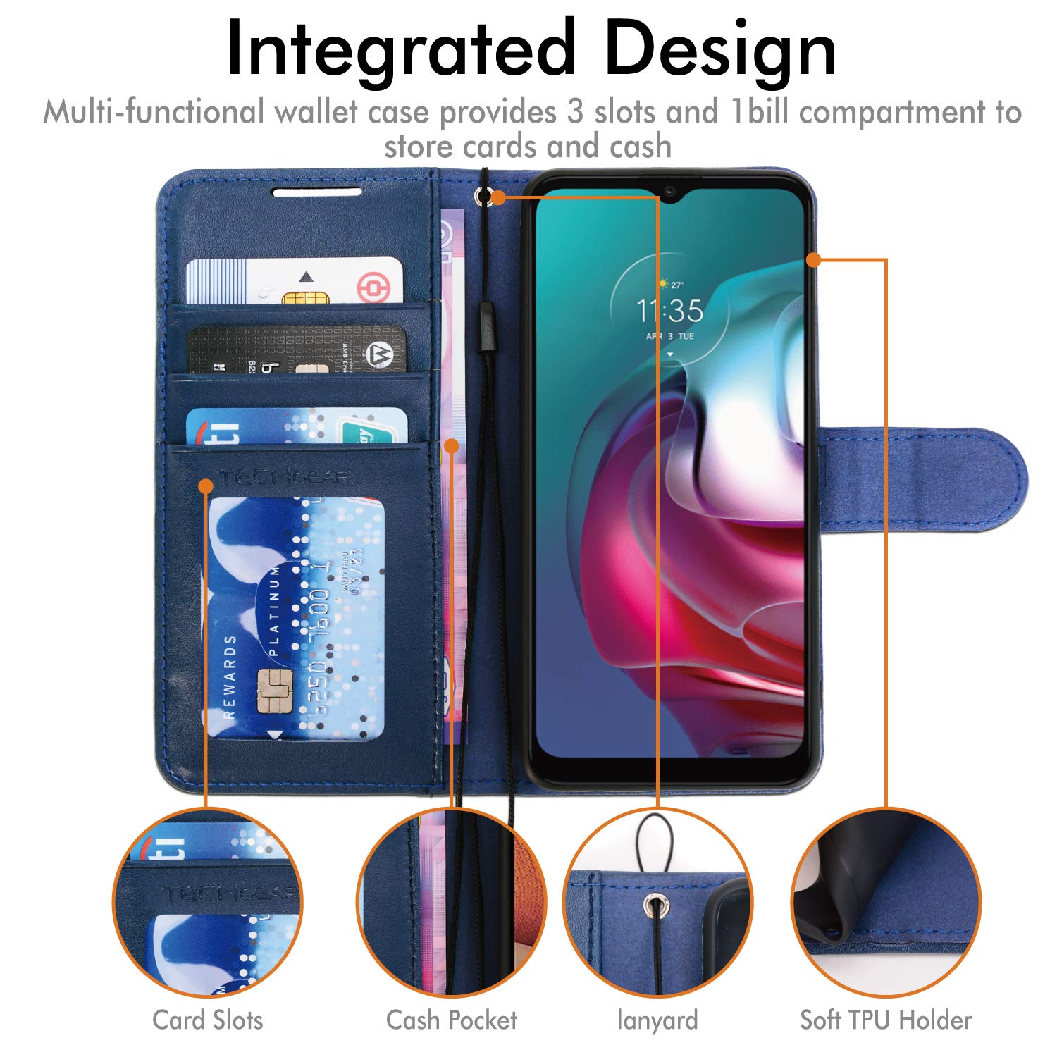 32nd Classic Series 2.0 - Real Leather Book Wallet Flip Case Cover For Motorola Moto G10, Moto G20 & Moto G30, Real Leather Design With Card Slot