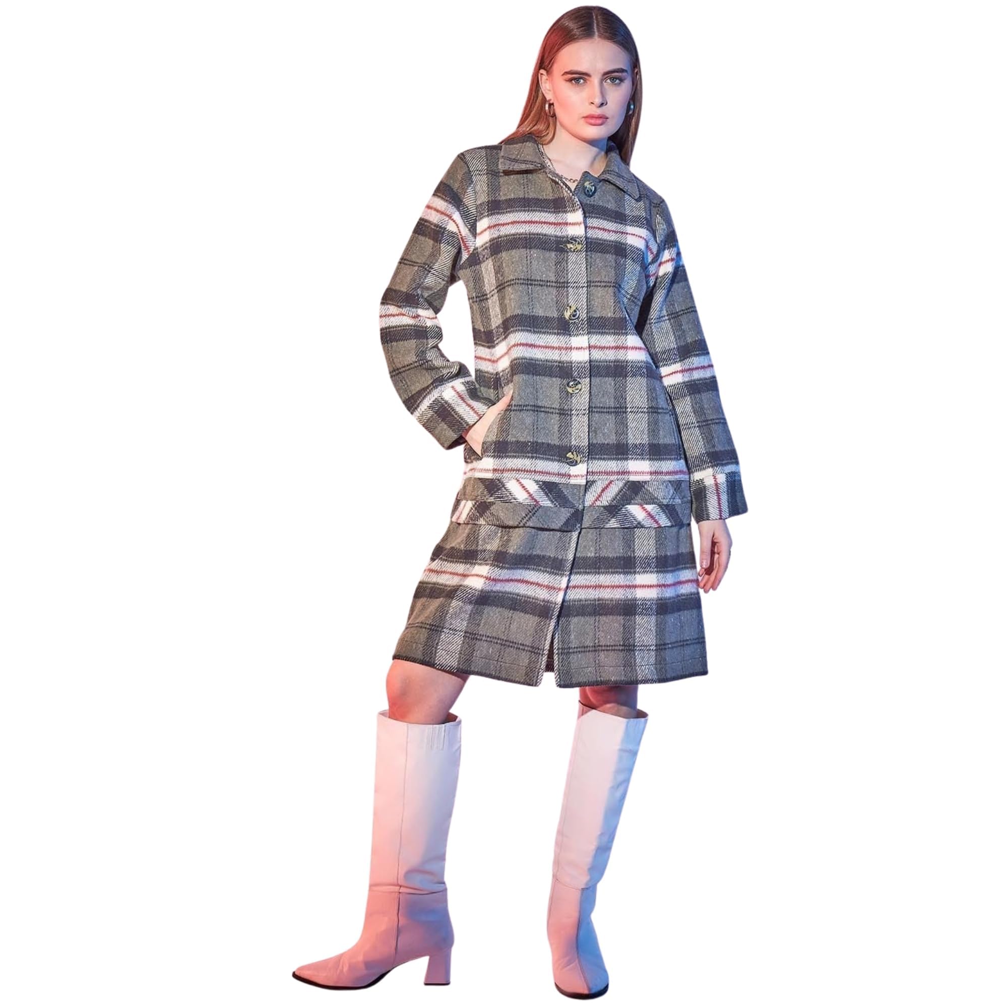 Women Solid Trench Coat | Belted Single Breasted Overcoat | Full Sleeve Elegant Outerwear for Professional & Casual Looks| Multi | COT00008763-0P-image-6