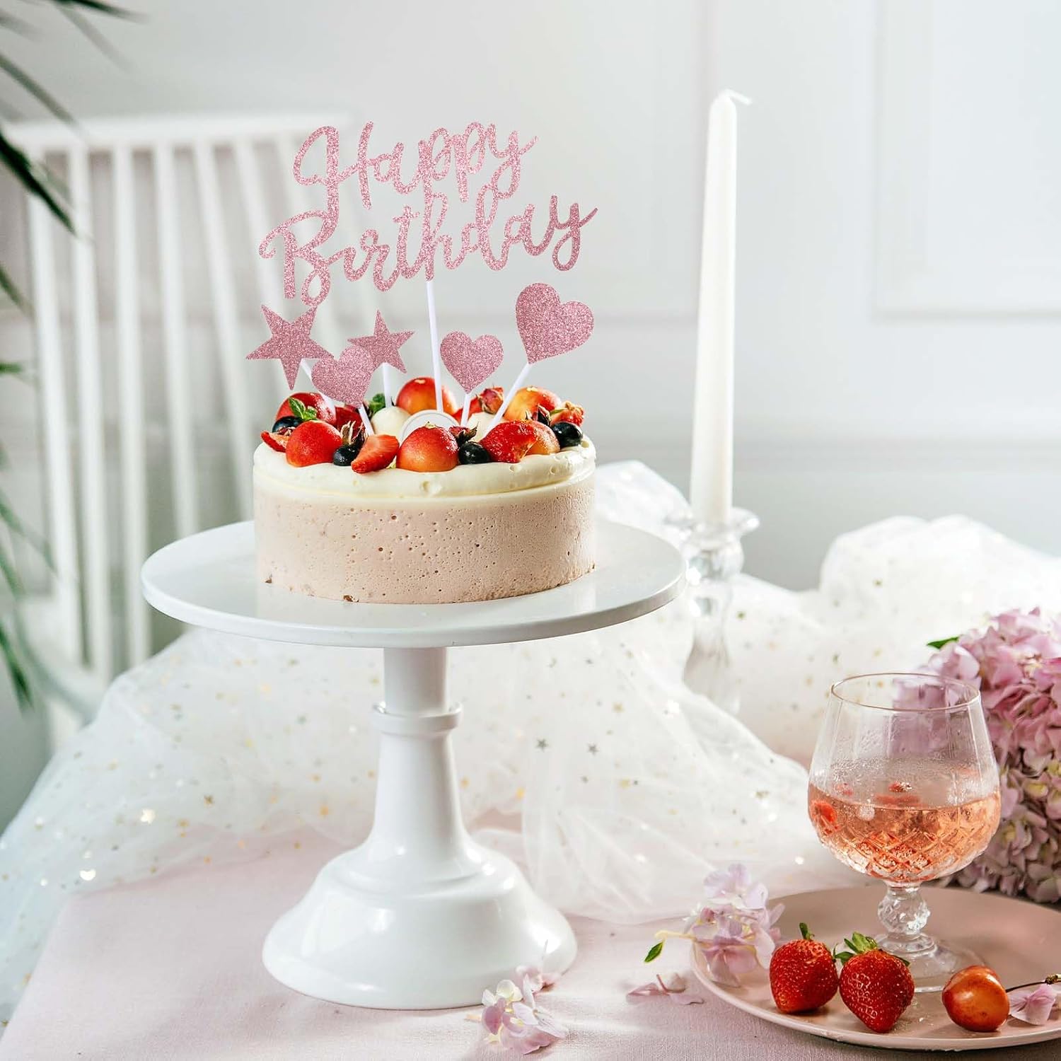 11Pcs Happy Birthday Cake Topper, Cake Topper Decorations for Birthday Party Decoration Ideas, Cake Topper Decorations with Star and Heart Decoration for Your Family and Friends