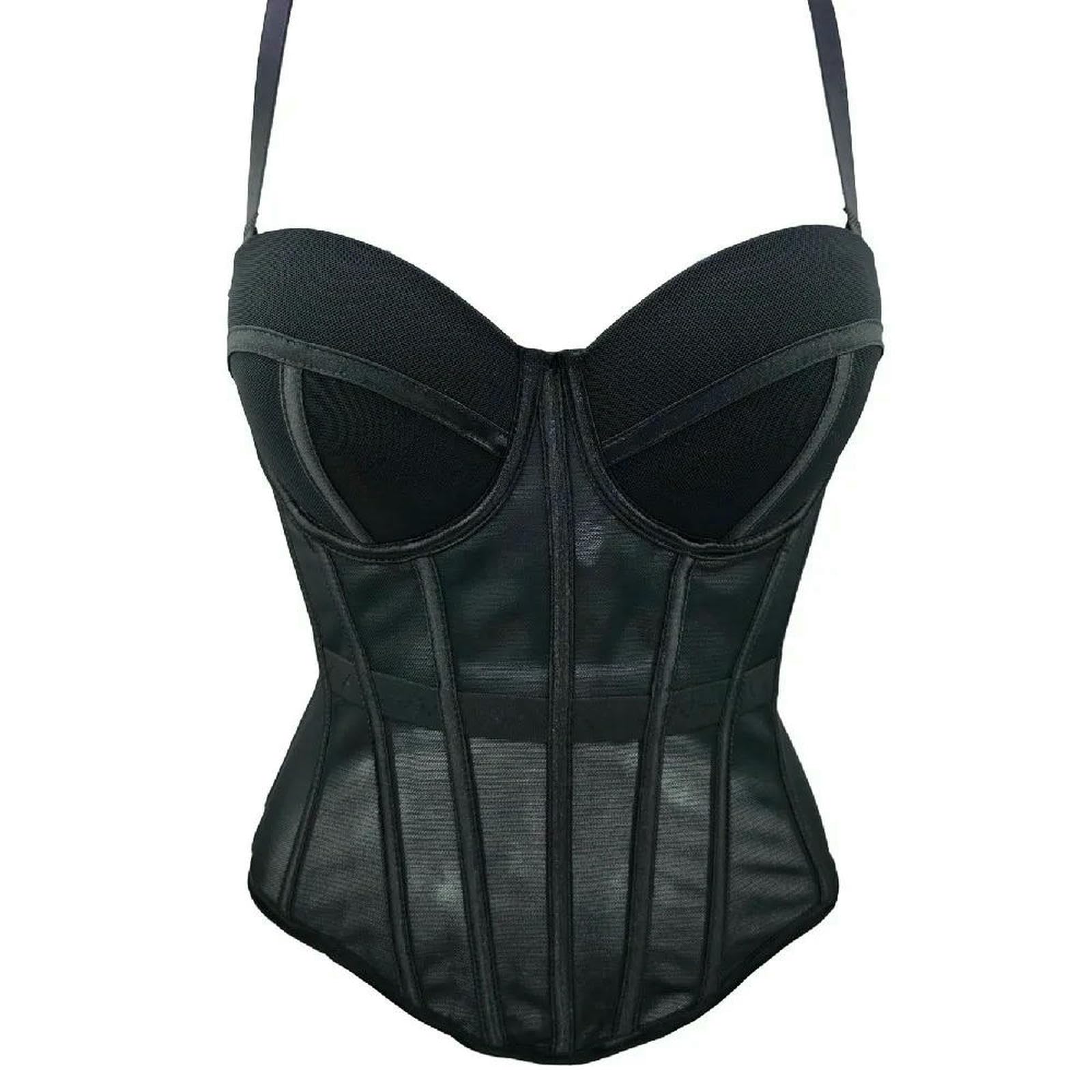 Ceinture amincissante Femme Bustino da Donna Sexy in Rete Trasparente A Vita, Elegante Modellante Donna, Corsetto Ragazza Sottile, Sera, Raccolto, Top Corto per Il Corpo-nero-40