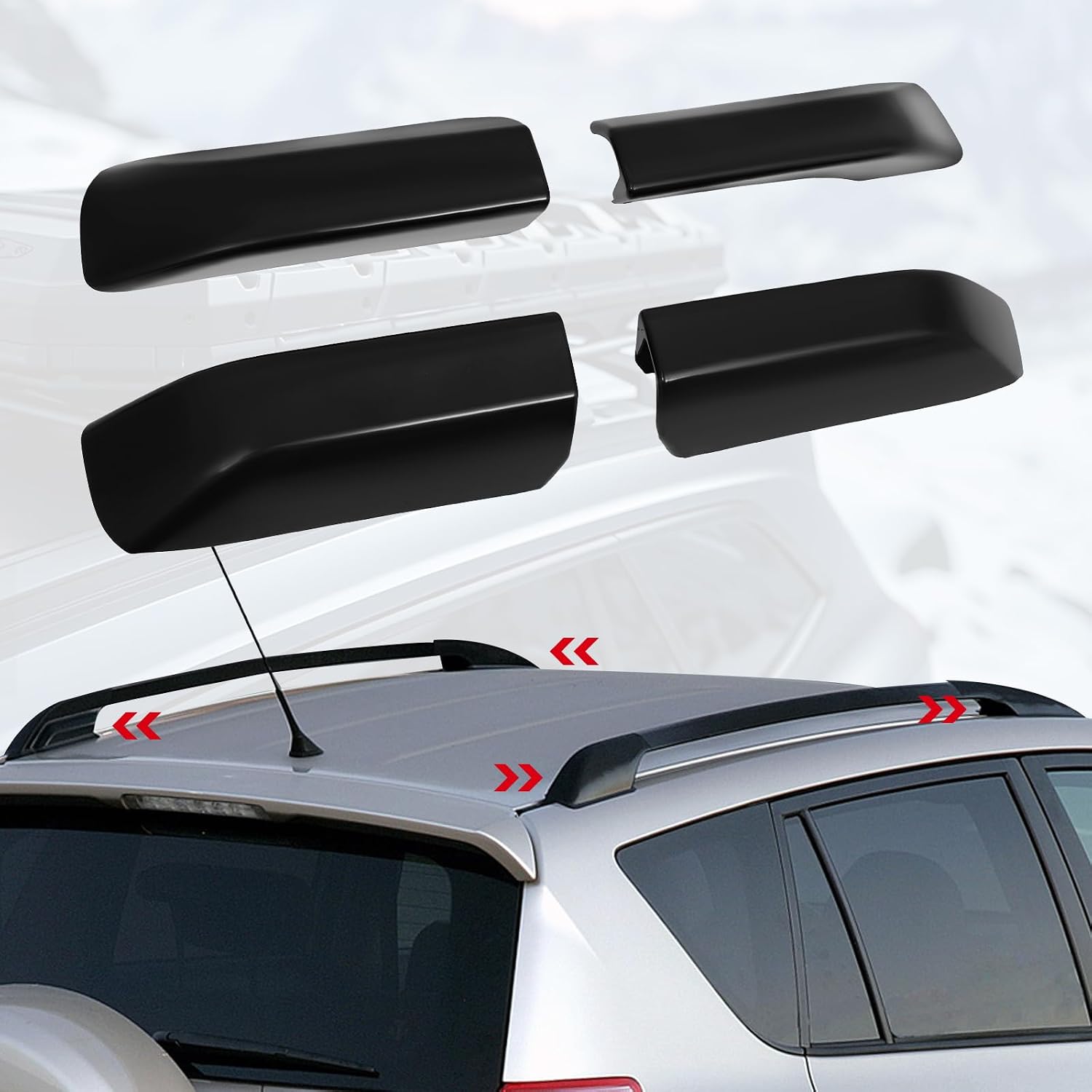 Roof Rack Covers Black for Toyota 4Runner 2010-2021, 4 x Roof rack covers