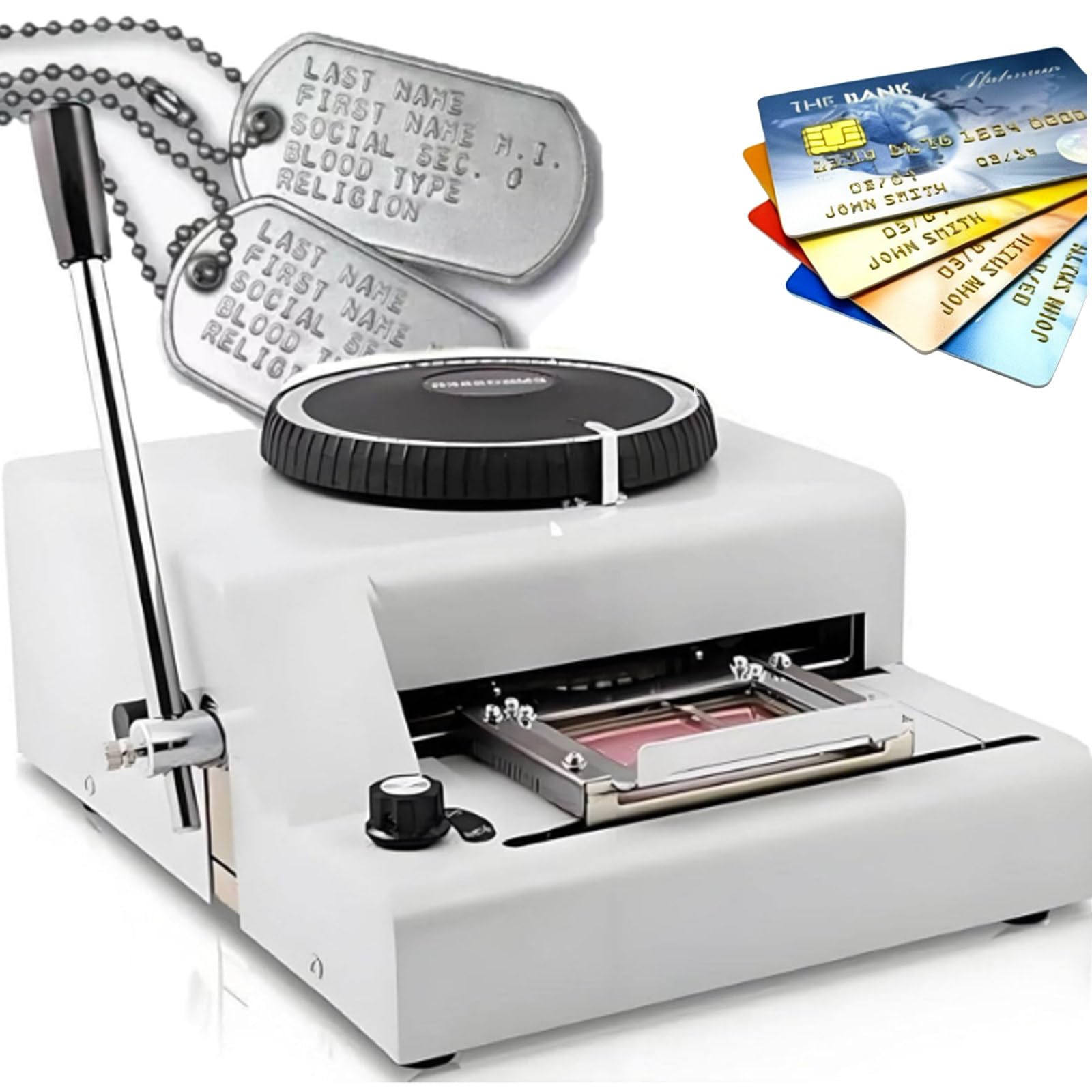 Osnzyc Manual Dog Tag Embosser Machine - 72 Coded Characters, Aluminum Tags Stamping Machine, Perfect for Custom Pet ID Tags & PVC Card Embossing, User-Friendly Design