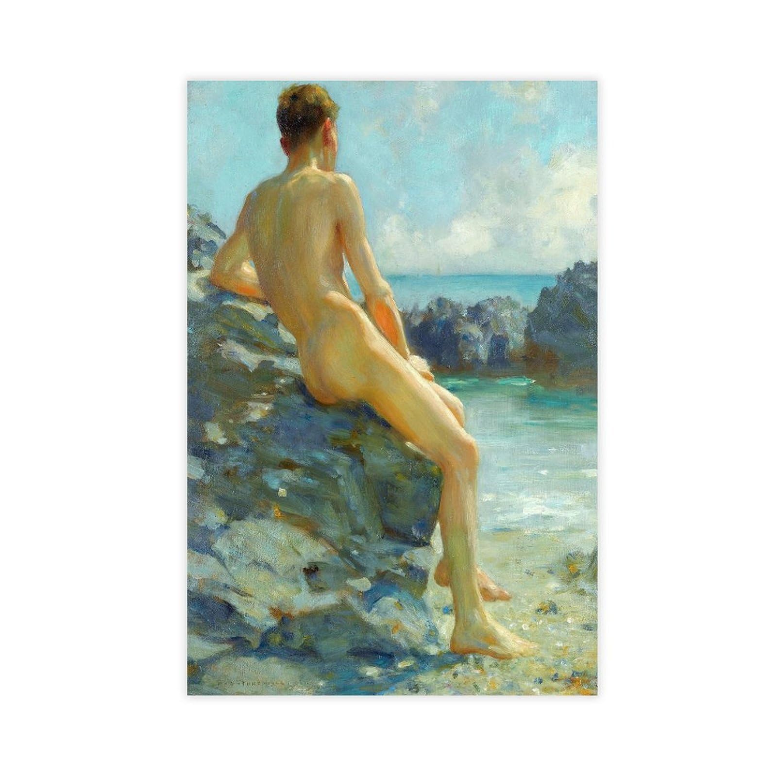 ANFOTCM Henry Scott Tuke, kąpiący się, artystyczna dekoracja ścienna plakat rodzinny bar restauracja garaż kawiarnia sztuka znak prezent 50 x 75 cm