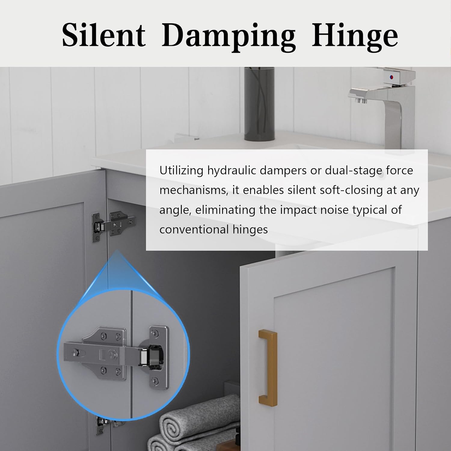 24" Bathroom Vanity with Ceramic Undermount Sink - Freestanding 2-Door & 1-Drawer Storage Cabinet, Grey