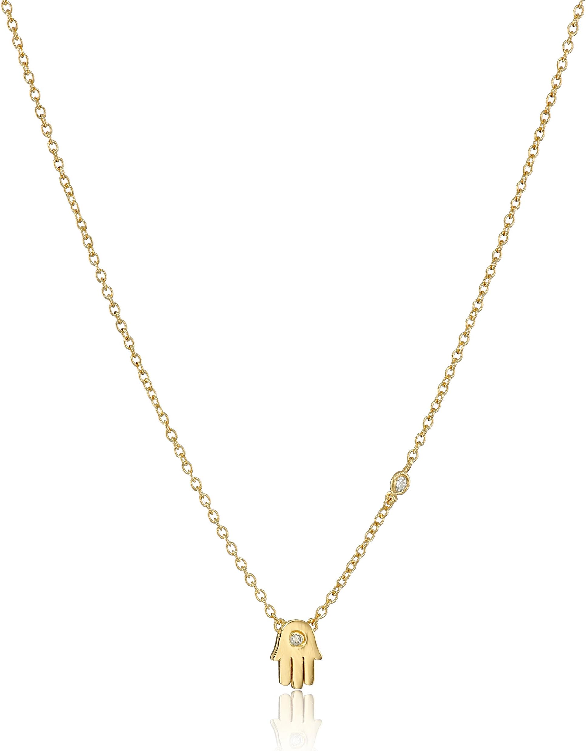 Syd by SE Hamsa Necklace with Bezel Set and Burnished Diamond