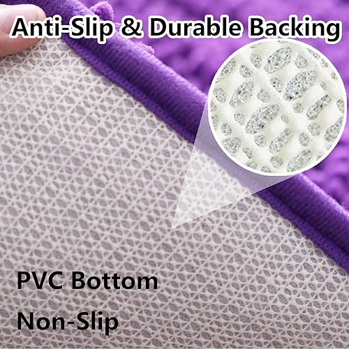 Miniatura 7 de Juego de 2 alfombras de baño de felpilla extra suave, ultra absorbente, alfombra de baño con parte inferior antideslizante de PVC resistente,