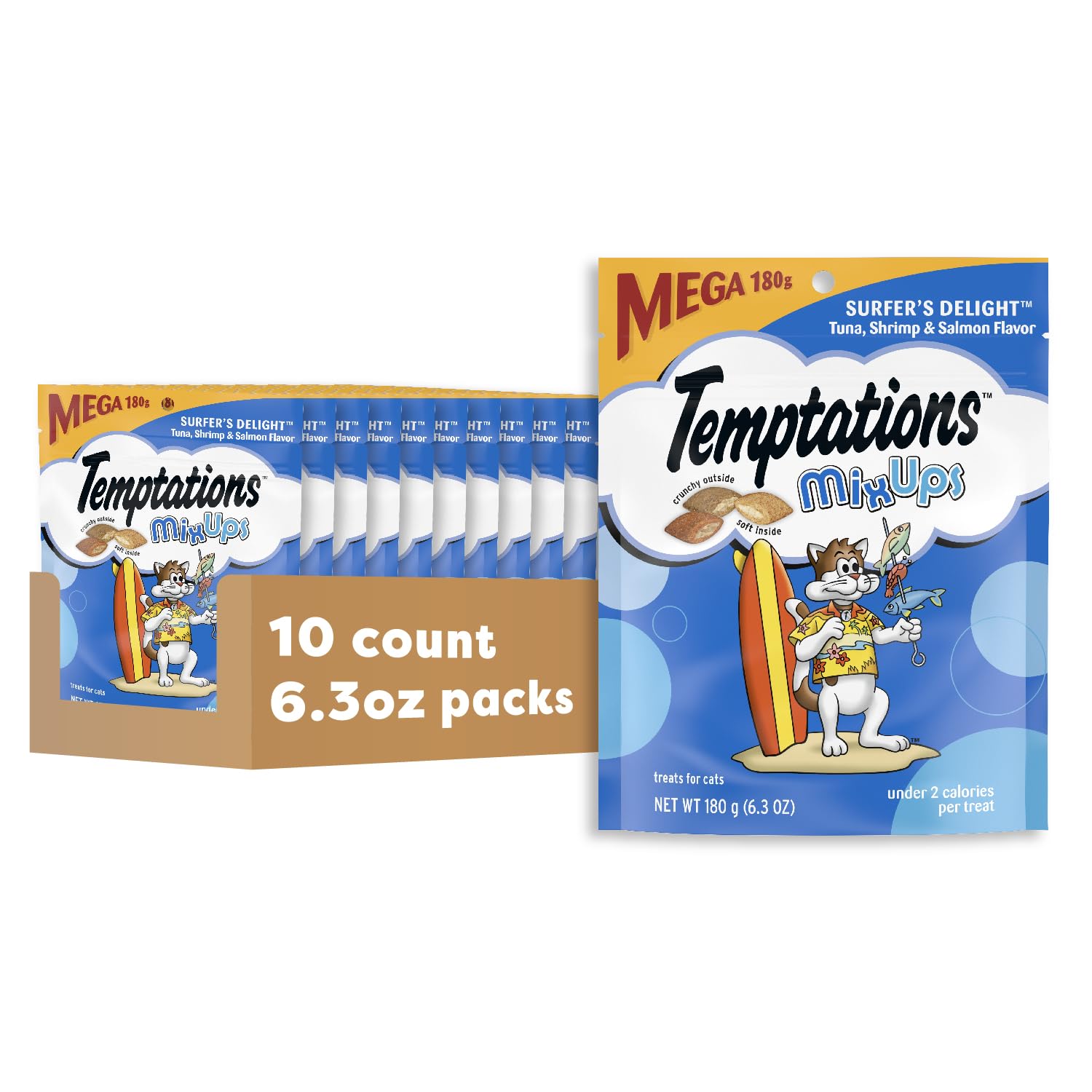 Temptations MixUps Surfers' Delight flavor treats for cats, Pack of 10