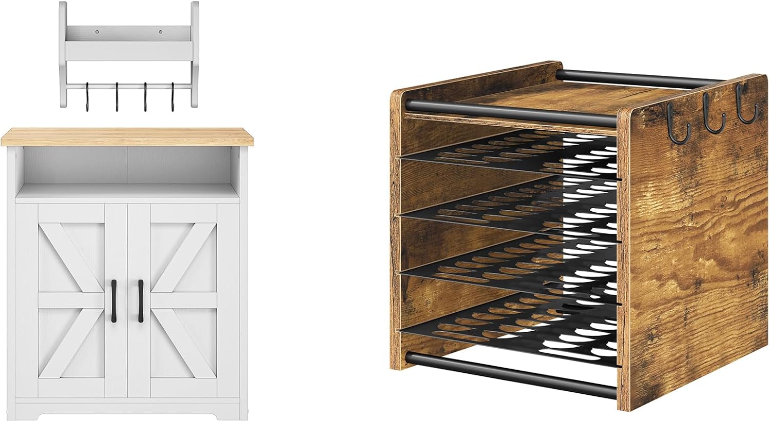 Coffee Bar Cabinet, Kitchen Island with Storage, Coffee Pod Drawer Holder, KF22WN-KH16BR