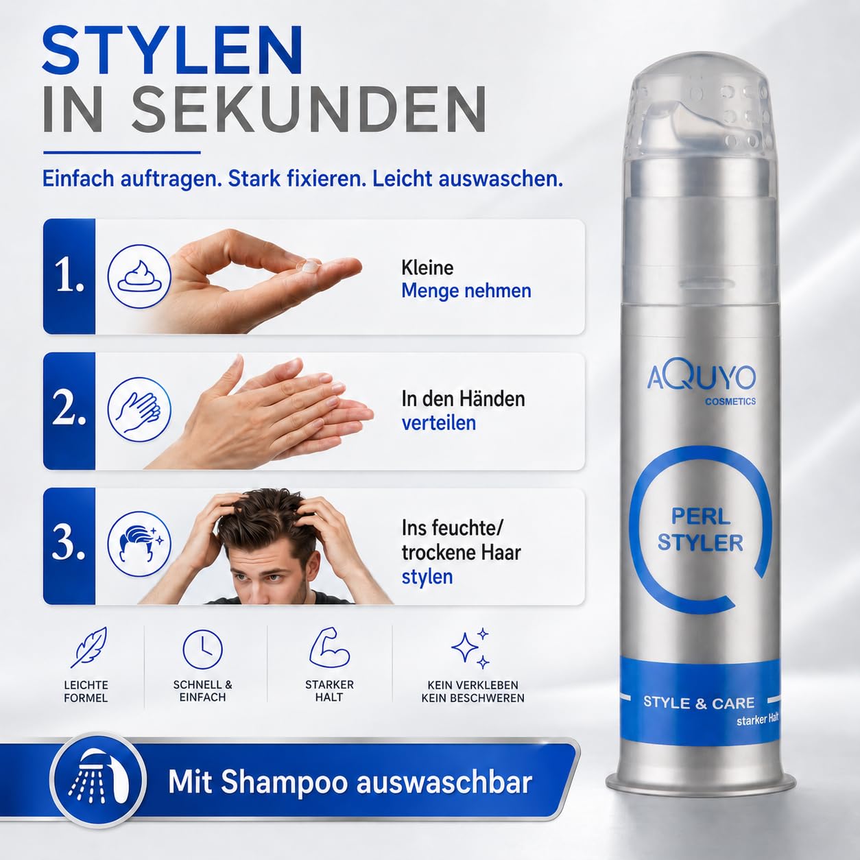 Perl Styler starker Halt, Haargel für Männer und Frauen, Gel zum stylen und formen der Haare mit Pearl Effekt, Styling und Glanz in Einem (6er Pack - 6x 100ml)