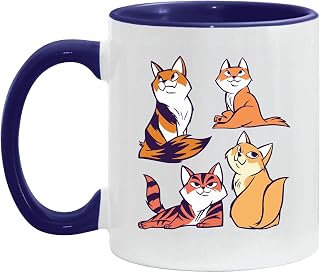 Cute Cat Cartoon Gifts for Cat Lovers 4 Designs 11oz 15oz Inner Color Accent Mug