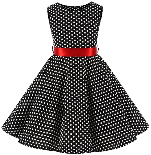 Naz Mannat Fashion Girls Polka Dot Casual Wear Frock Black