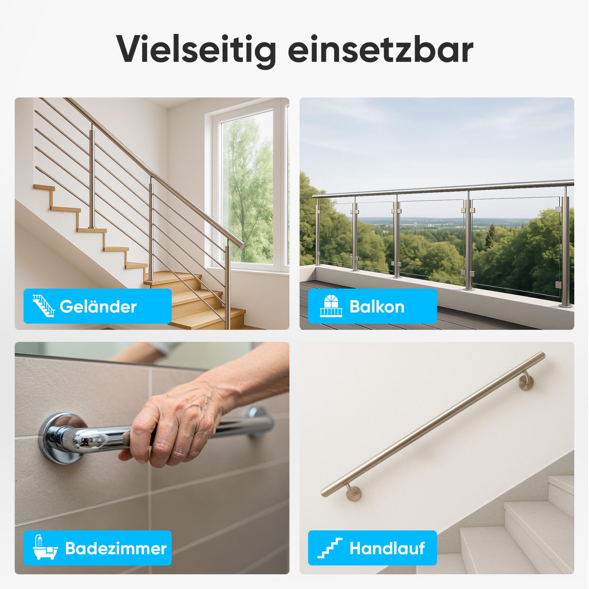 Edelstahlrohr V2A bis 6m am Stück - robustes Rundrohr Ø 42,4 für Handläufe, Geländer, Treppen für Innen- sowie Außenbereich, Heimwerken, Metallbau