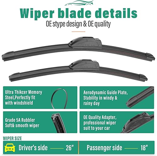 Vista 415 de 26" 20" 16" Windshield Wiper Blades Replacement for Dodge Grand Caravan 2008-2020 / Chrysler Town & Country 2008-2016 Premium All Weather Front Rear