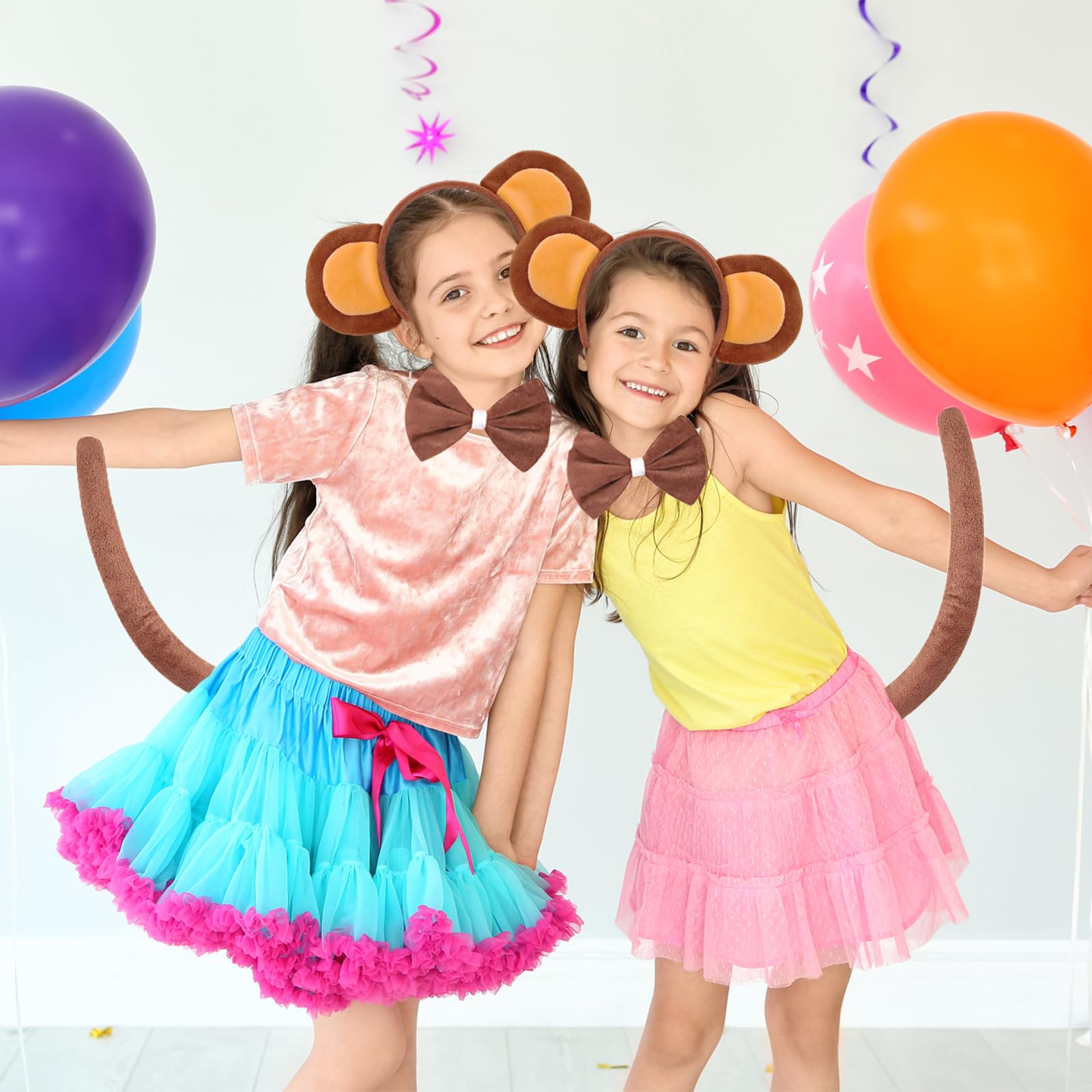 KAZGVN Monkey Costume Kids,World Book Day Costumes for Girls,3 Pcs Brown Animal Costumes with Monkey Ears and Tail and Tie,Carnival Costume for Dress Up Halloween Carnival Cosplay - Image 3