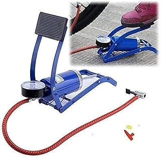 Cloud Hub Single Barrel Steel Body Foot Pump for Cycle | Air Pump for Motorcycle | High Pressure Foot Pump, Bike Motorbike Inflation Pump with Pressure Gauge, Foot Pedal Inflator