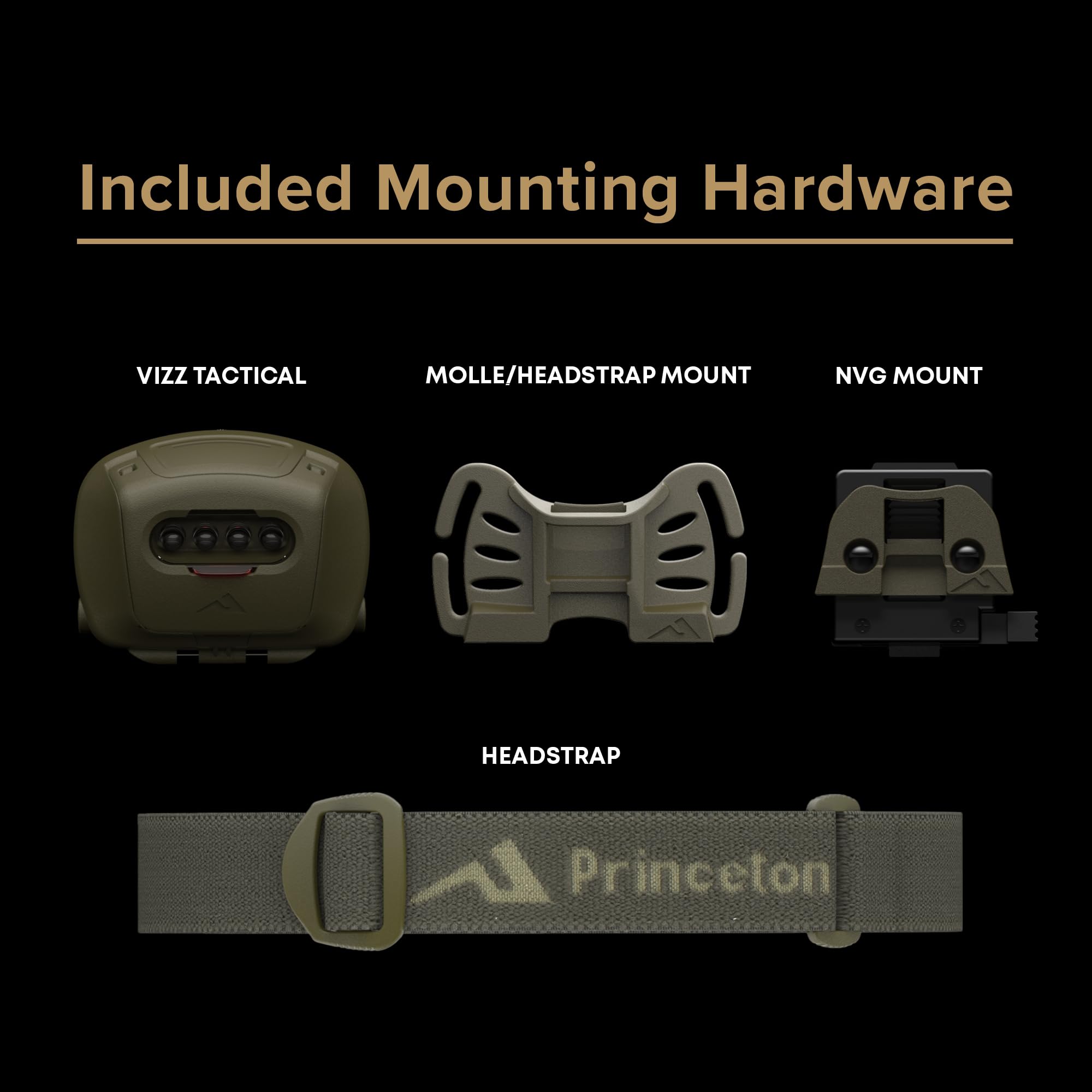 Princeton Tec Quad Tactical MPLS LED Stirnlampe (78 Lumen, Olive Drab)