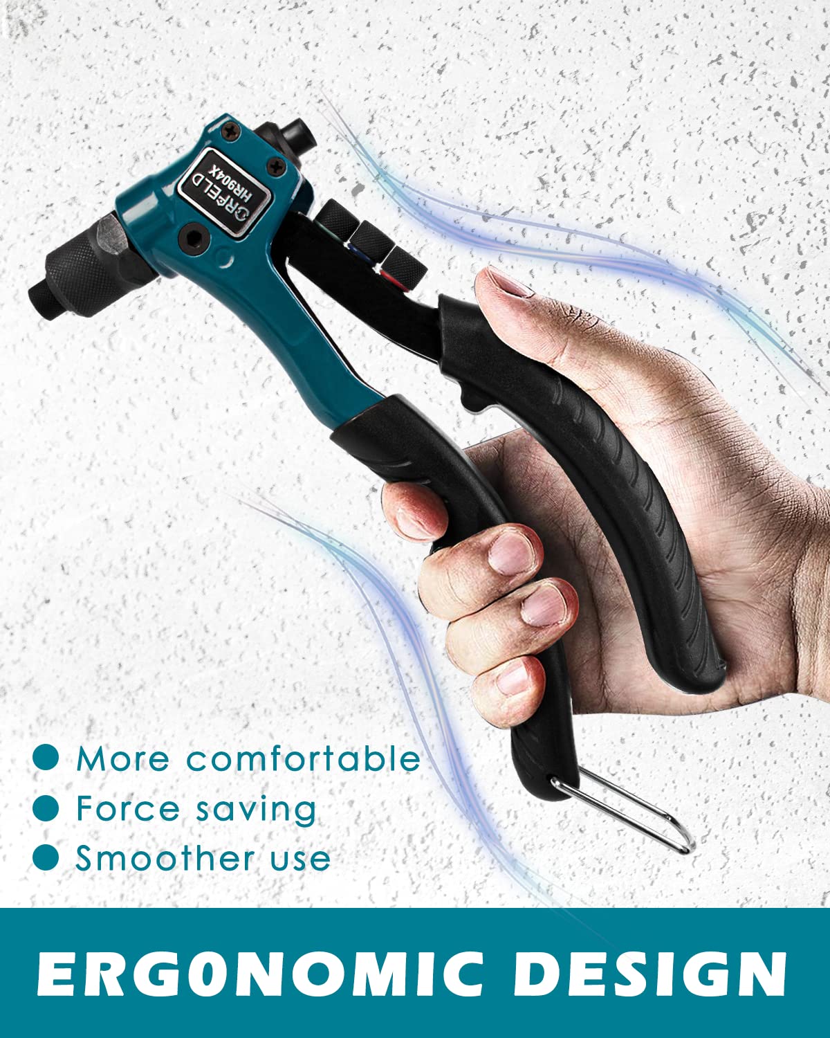 ORFELD Pop Rivet Gun, Onehand Rivet Gun With 4 Toolfree
