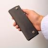 Pen Holder Genuine Leather Handmade Pencil Case Snap Design Functional Use (Coffee)