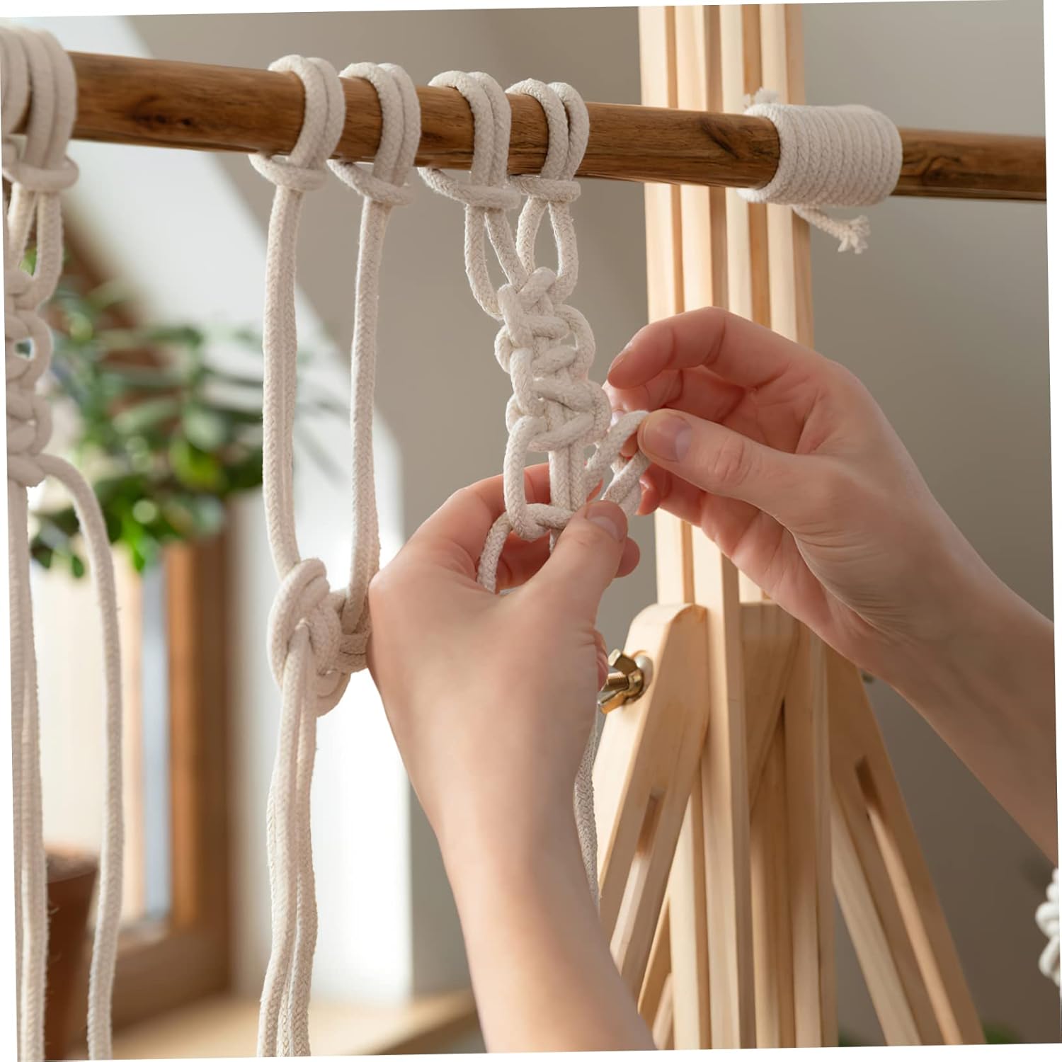Uonlytech 2rolls Natural Cotton Rope for Macrame Crafts Wall Hangings and Creative Decorations