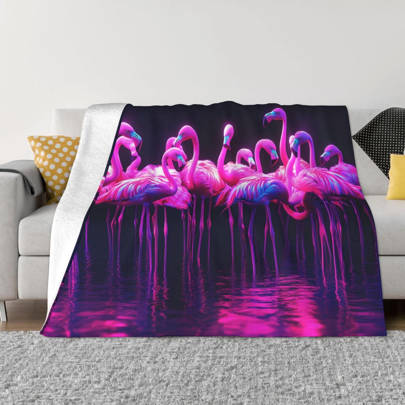 Couverture canapé flamants roses chaude flanelle contre le froid pour lit et salon