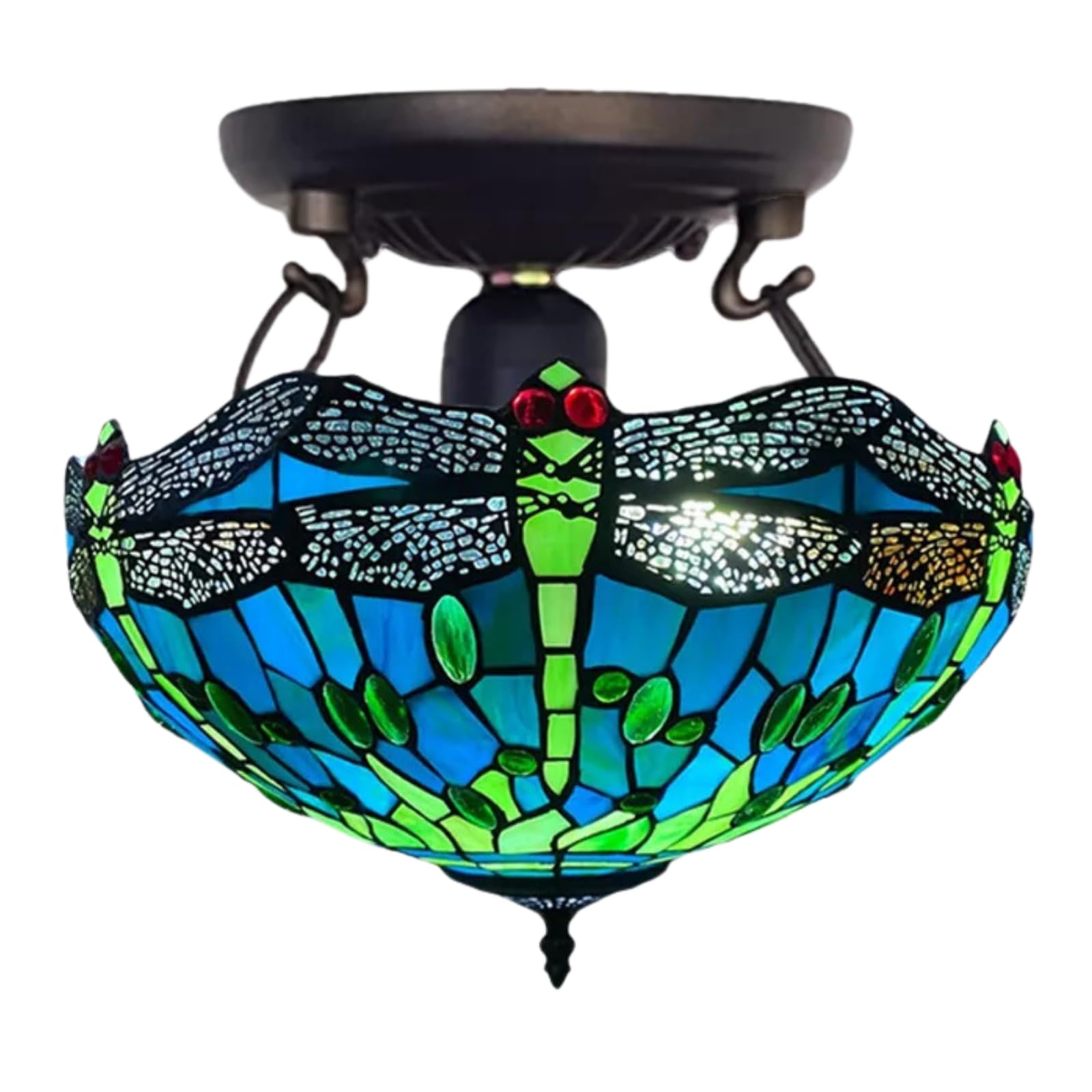 Tiffany Style Ceiling Lamp, 40.6 cm, Glass Shade (TF(C)-1615)