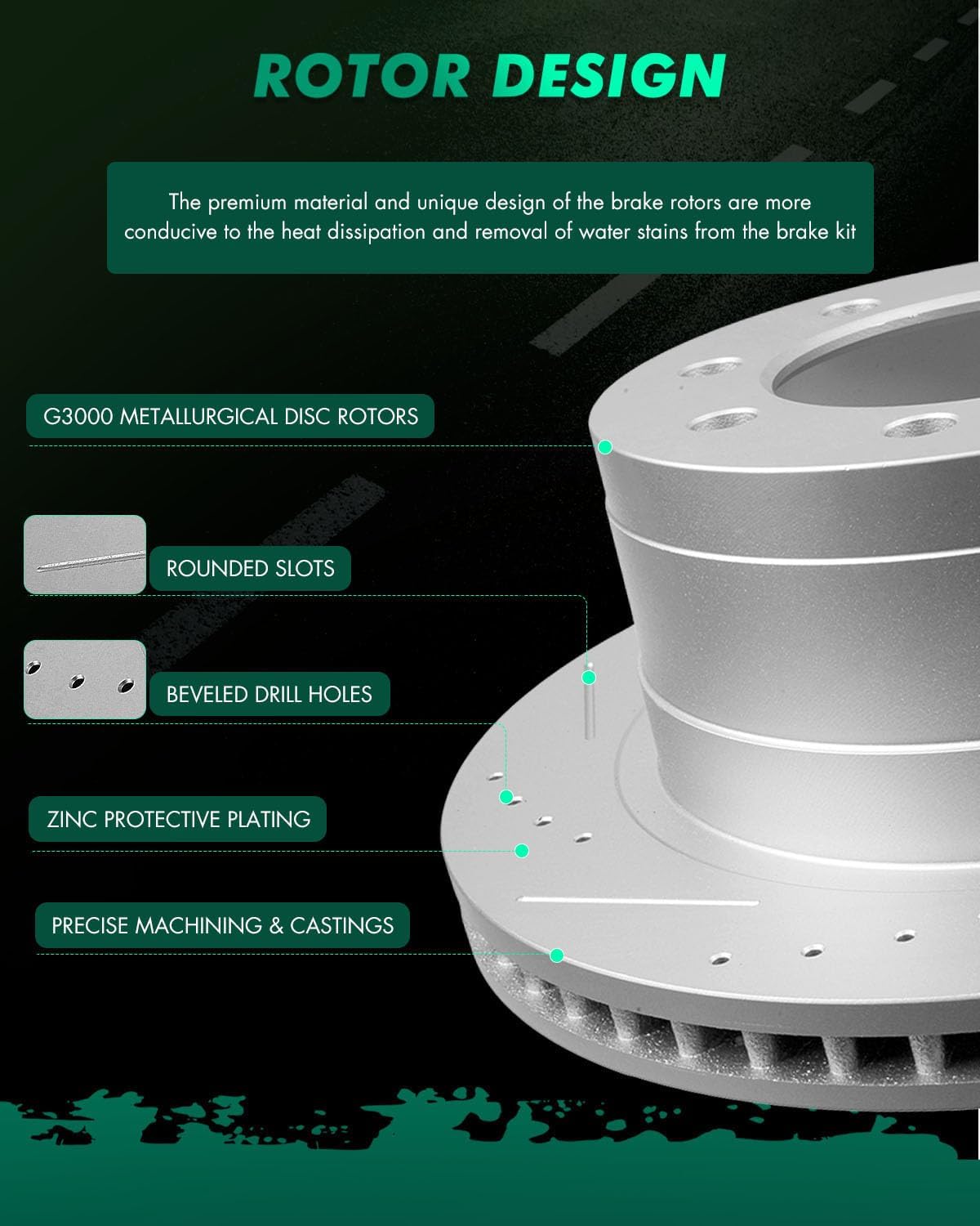 SCITOO Rear Brake Kits 53011 Brake Rotors & D702-7576 Brake Pads Fit For Dodge For Ram 1500 2006-2008,For Dodge For Ram 2500 2003-2008,For Dodge For Ram 3500 2003-2008