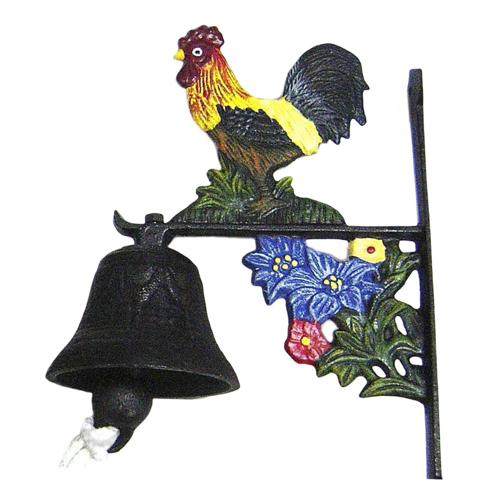 LOVIVER Campana de Pared de Hierro Fundido rústico, Campana de Puerta de Gallo Que sacude manualmente Decorativa Colgante para la decoración de la
